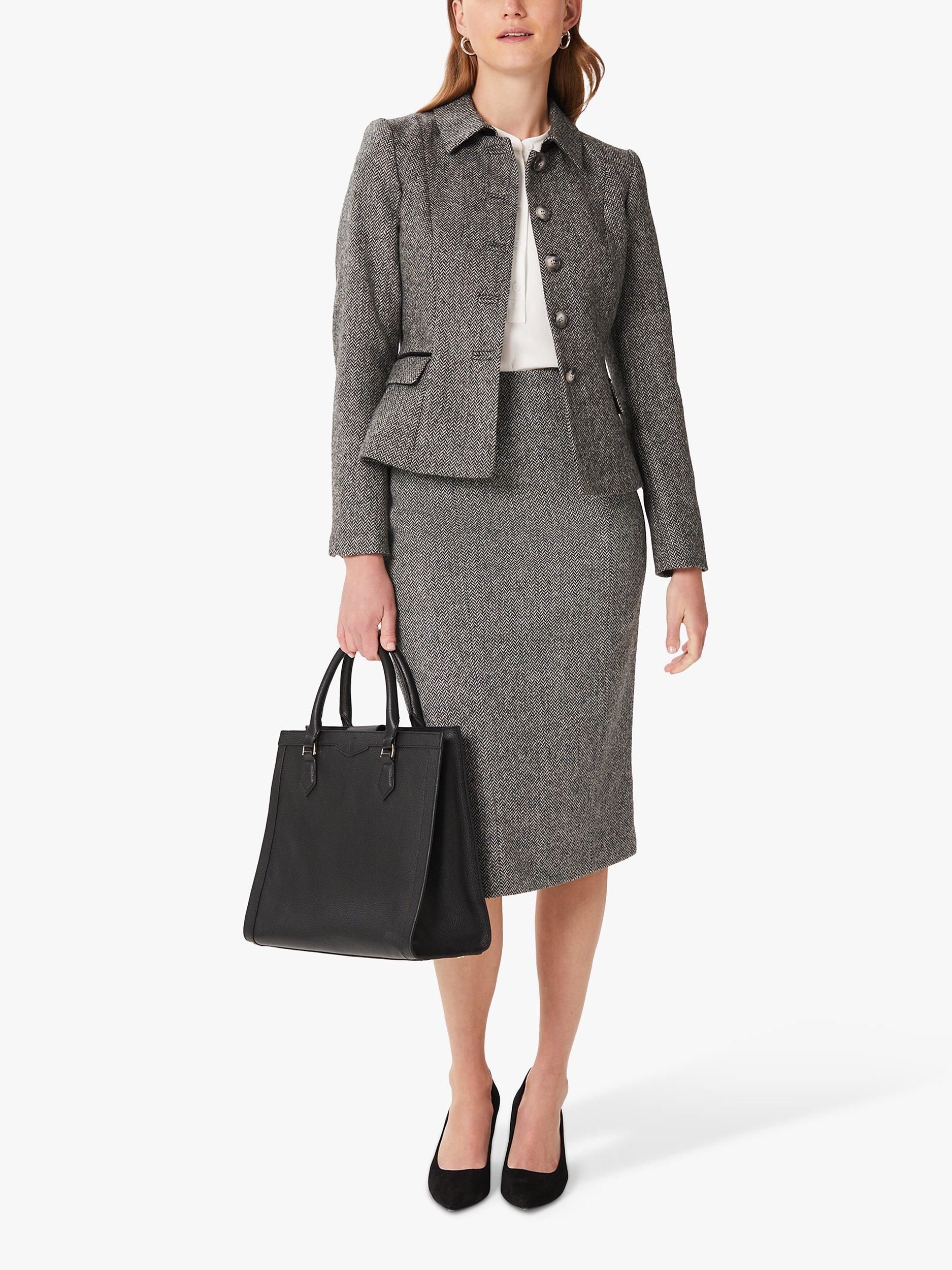 Hobbs Daniella Wool Tweed Jacket, Black/White