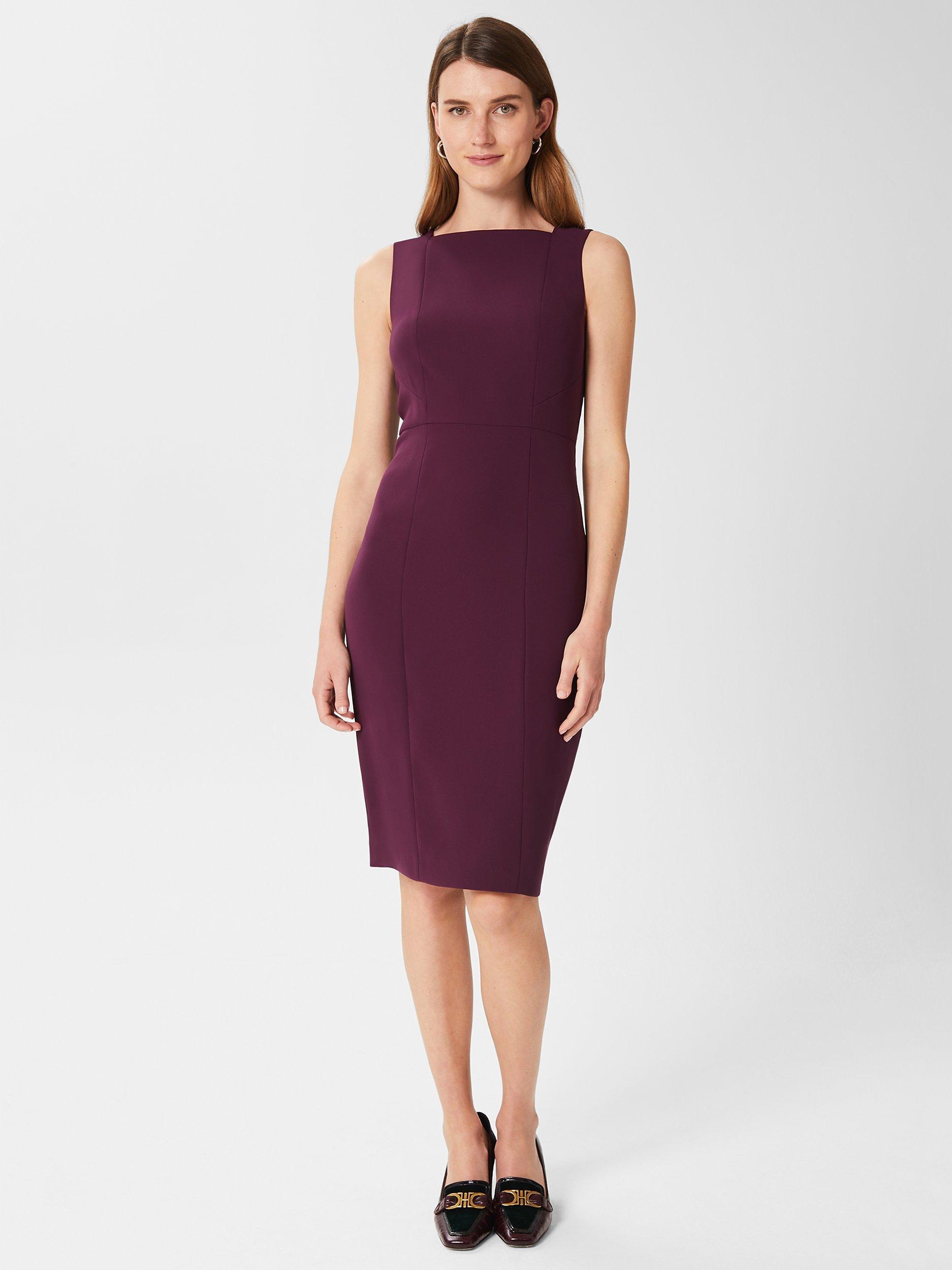 Hobbs Adelia Sleeveless Dress, Deep Plum