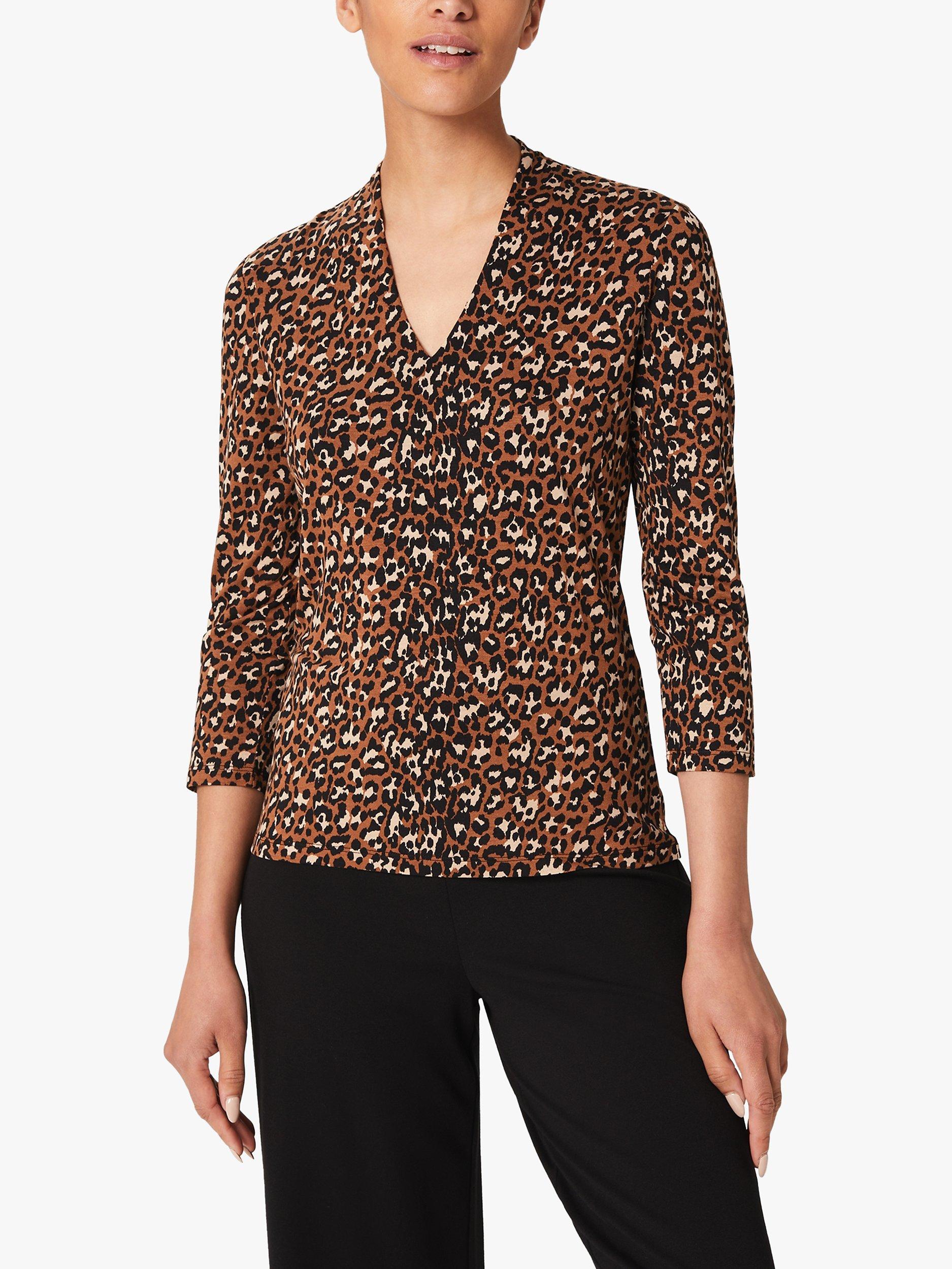 Hobbs Aimee Print Top, Brown/Multi Leopard