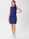 Hobbs Emberly Check Wool Mini Dress, Cobalt/Multi