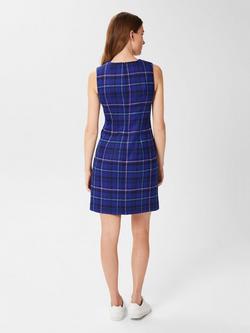 Hobbs Emberly Check Wool Mini Dress, Cobalt/Multi - view 2, Cobalt/Multi