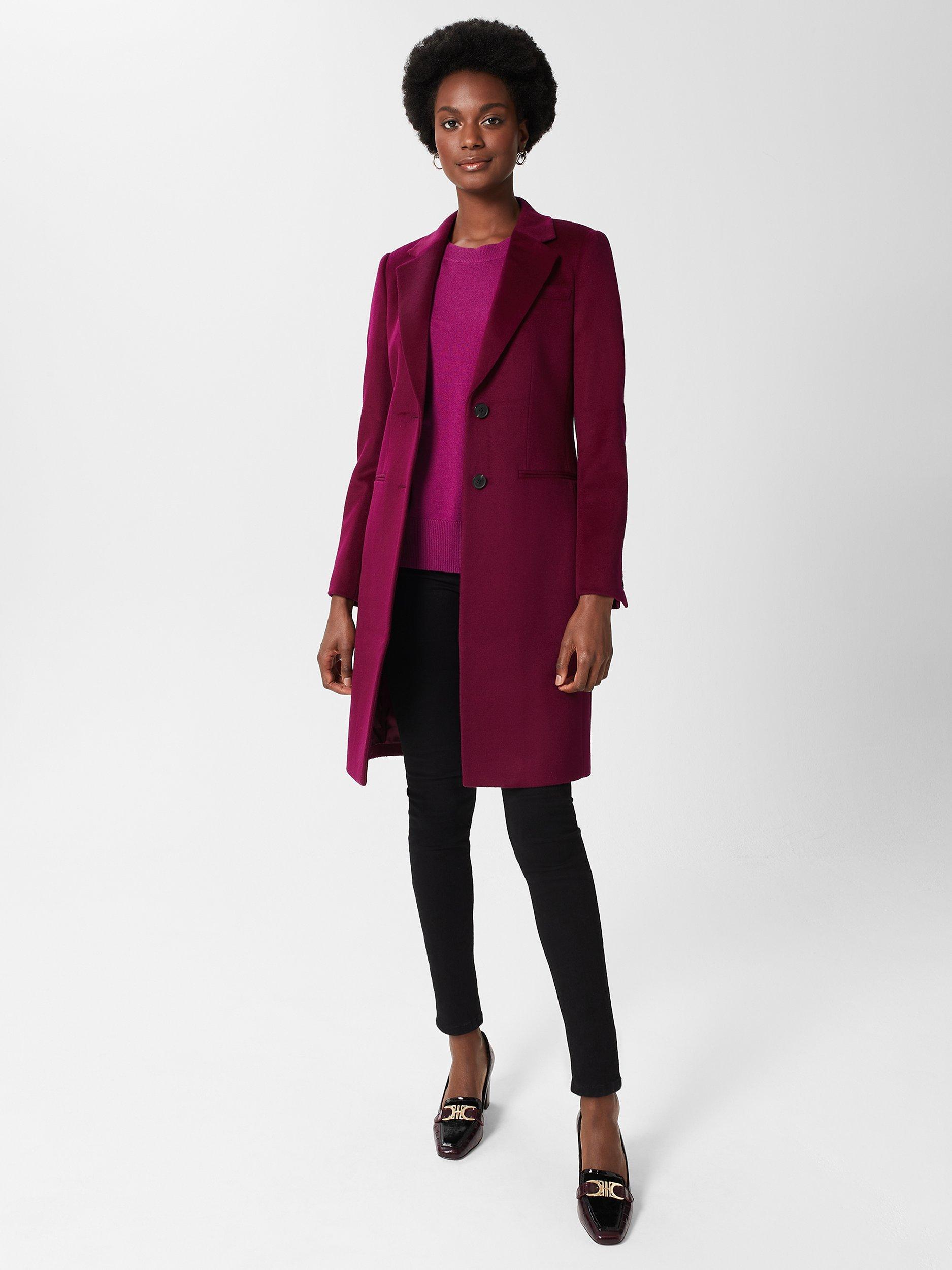 Hobbs Tilda Longline Wool Coat, Warm Plum