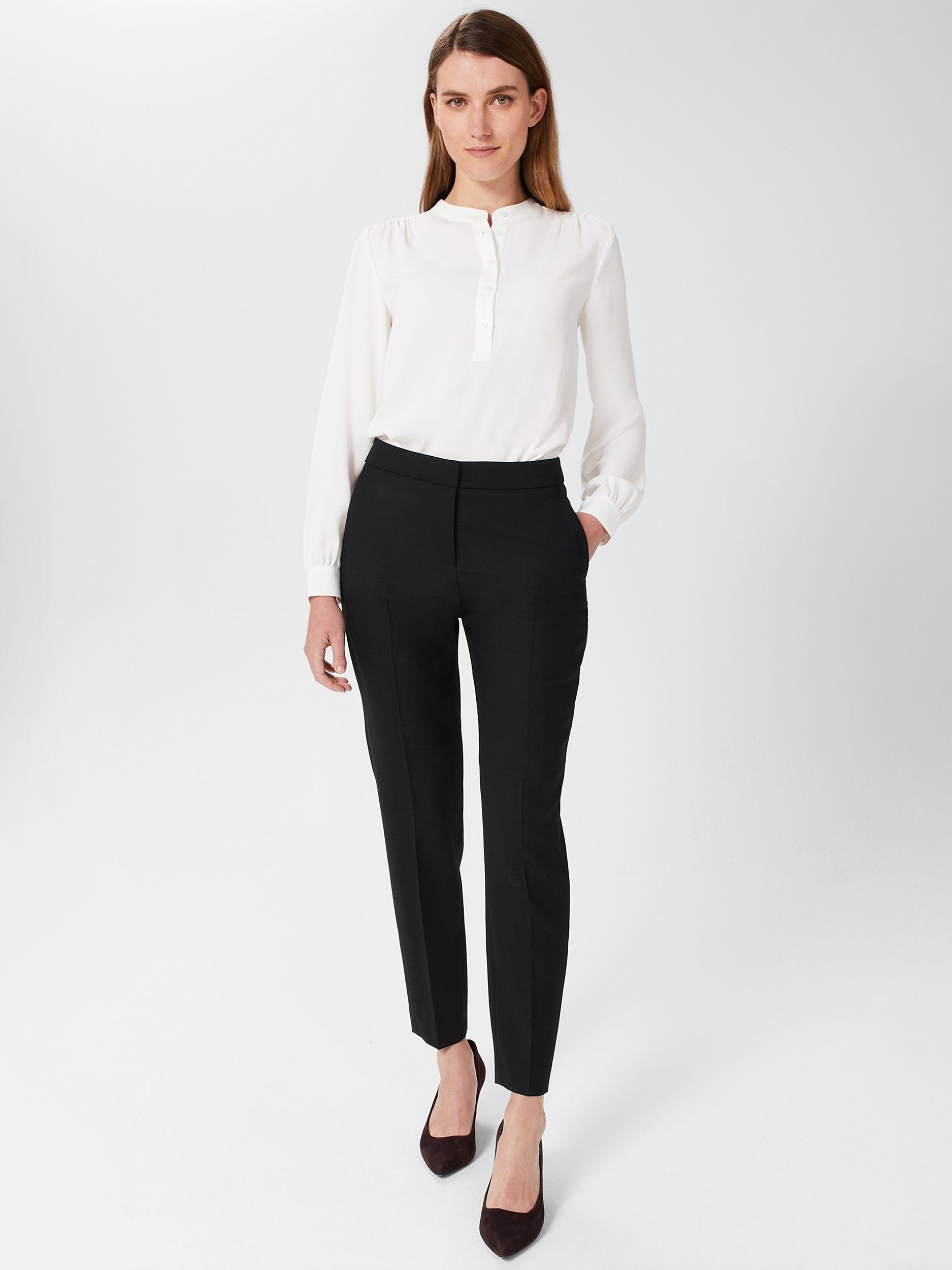 Hobbs Gael Wool Blend Tapered Trousers, Black