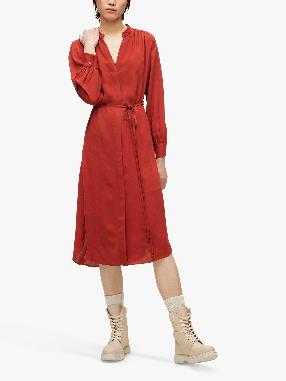 HUGO BOSS Dibanora Midi Shirt Dress, Medium Red