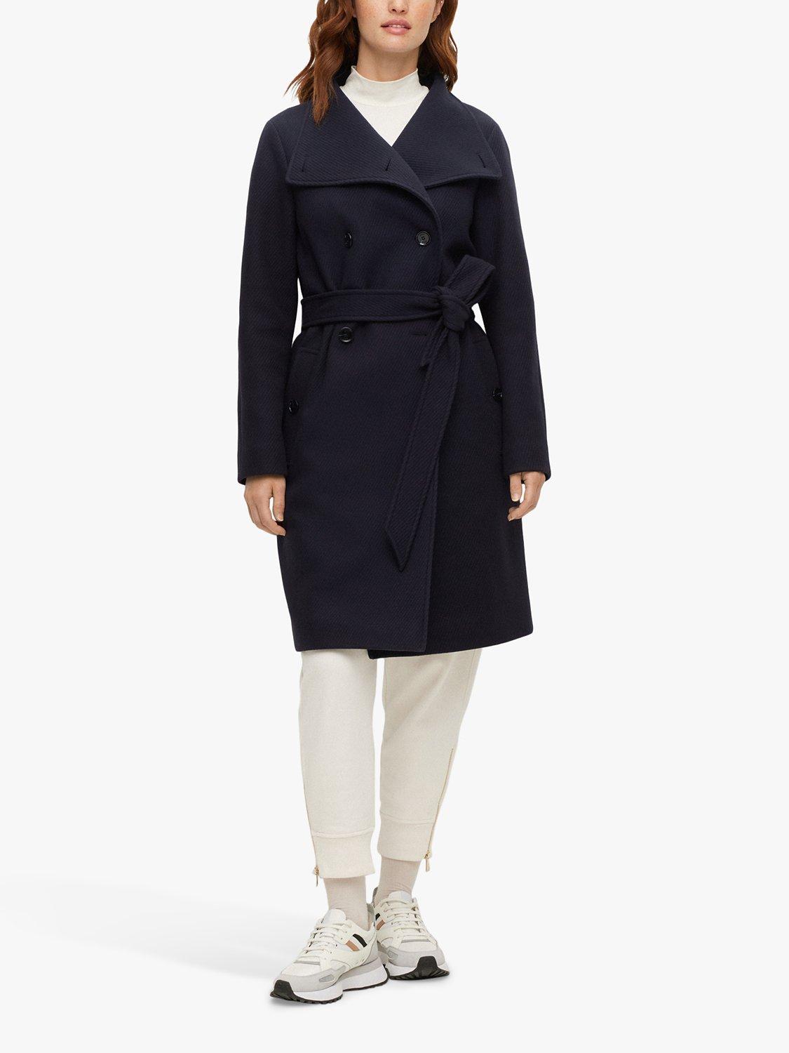 HUGO BOSS Cedandy Wool Blend Belted Trench Coat, Open Blue