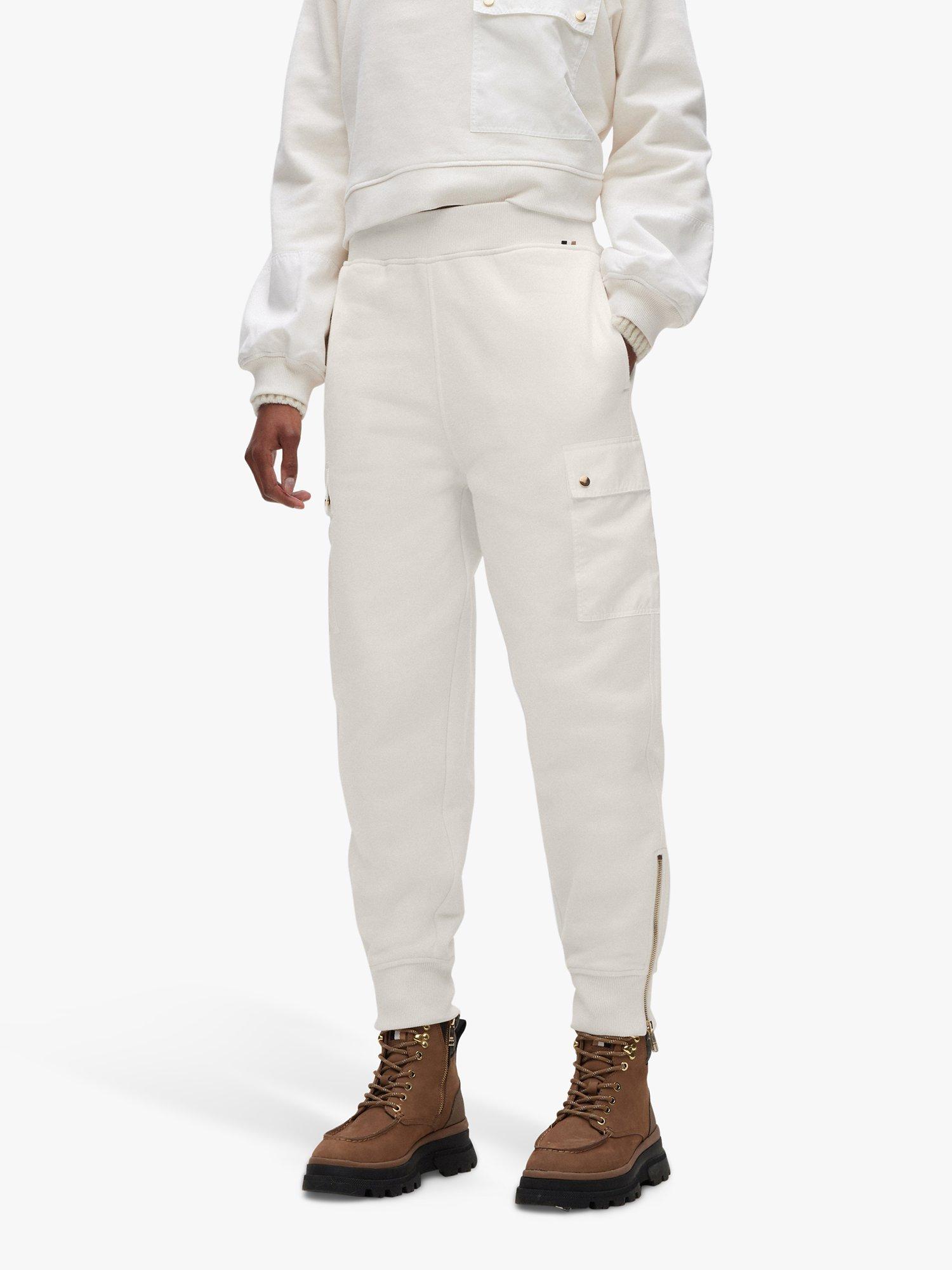 HUGO BOSS Cropped Cargo Trousers, Open White