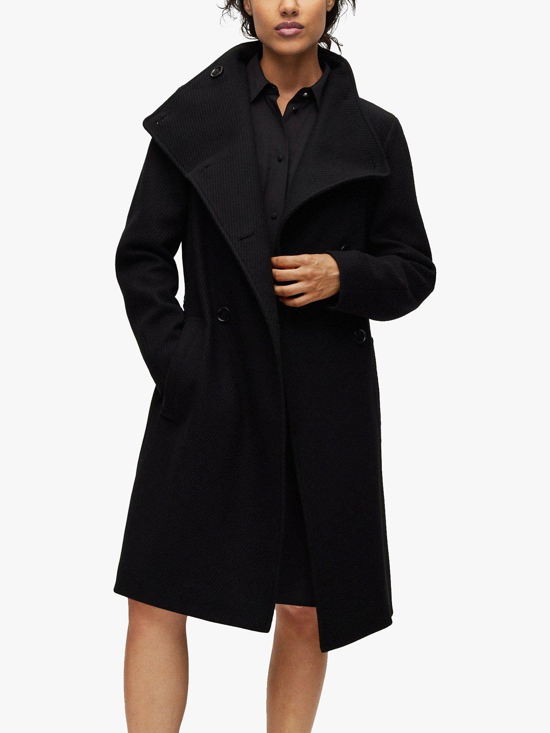 HUGO BOSS Cedandy Wool Blend Belted Trench Coat, Black