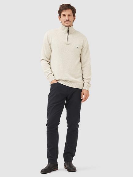 Rodd & Gunn Merrick Bay Knitted Cotton Quarter Zip Neck Jumper - view 2, Natural