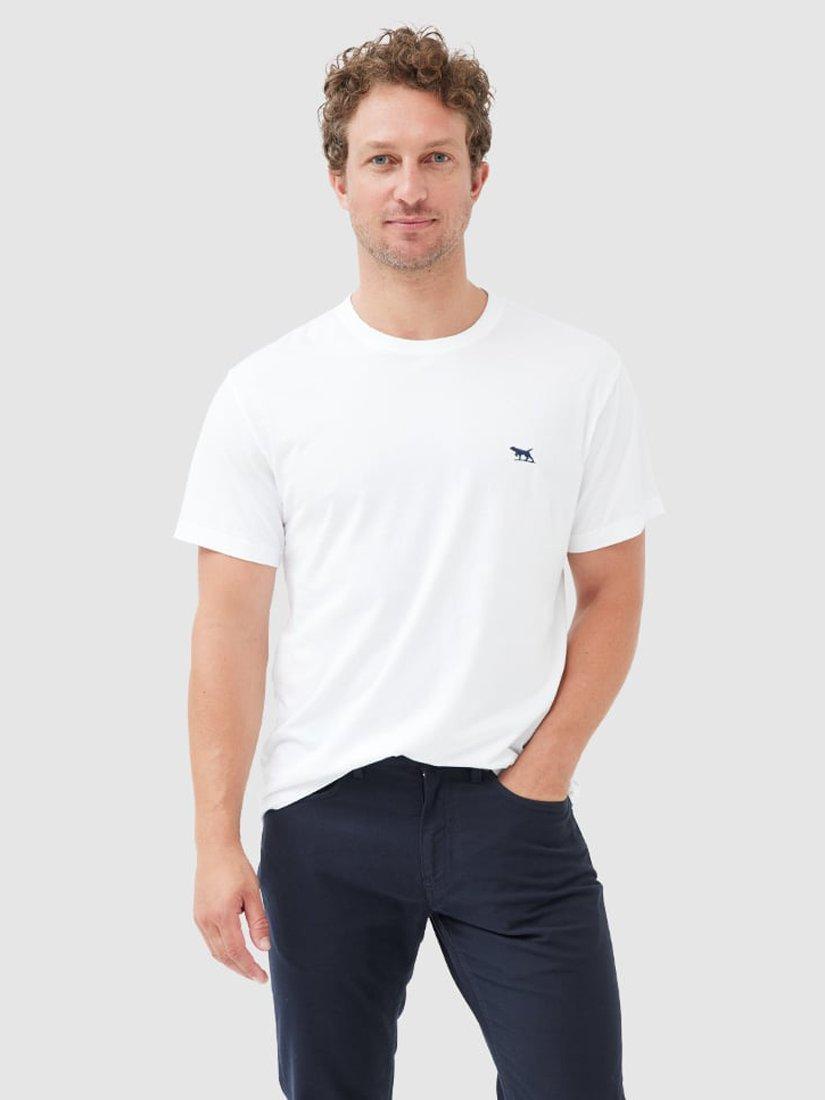 Product image 1 of 5, which shows Rodd & Gunn The Gunn Cotton Slim Fit Short Sleeve T-Shirt, Snow, XS