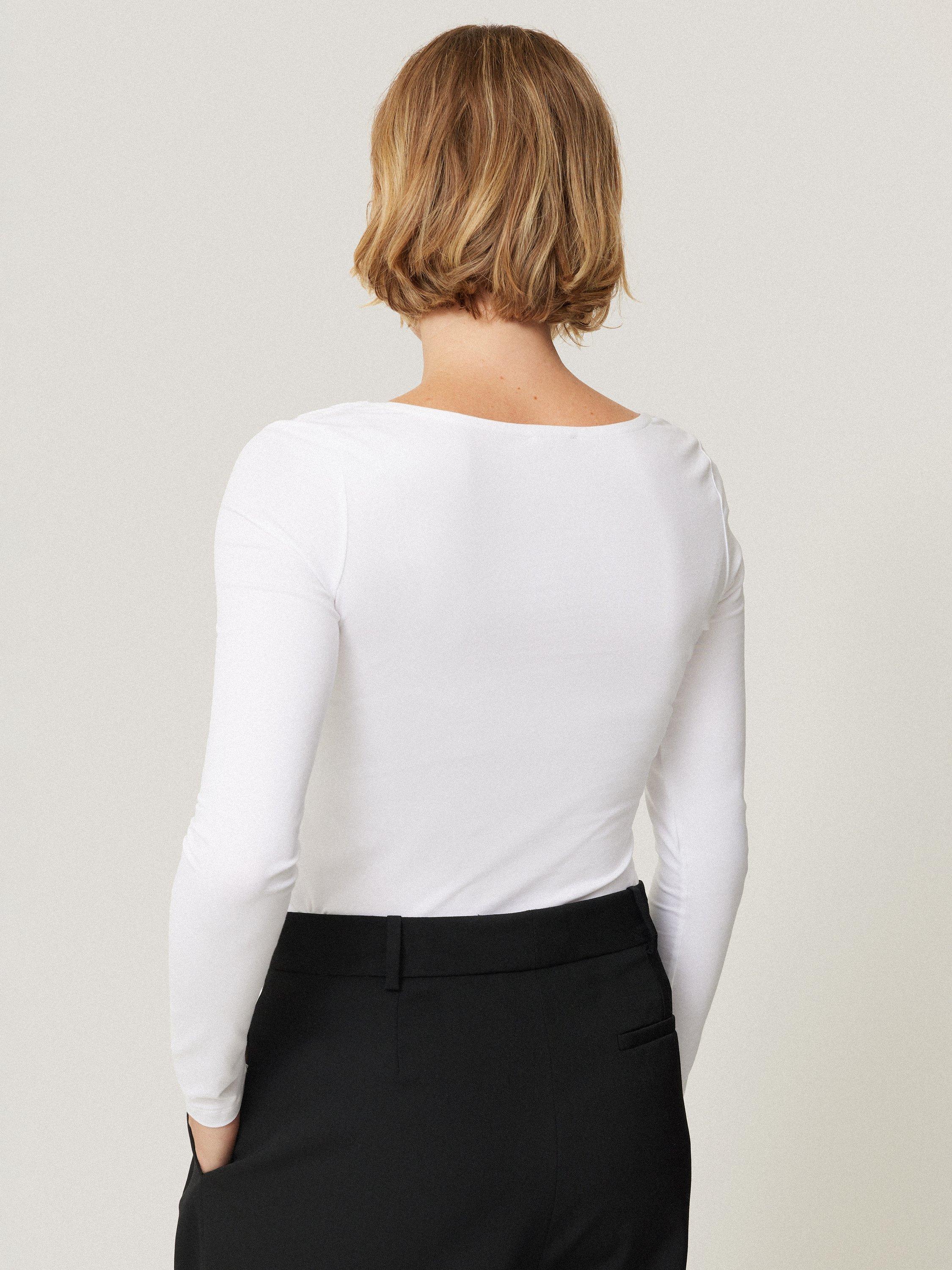 Product image 2 of 7, which shows Jigsaw Double Front Ballet Neck Tee, White, L
