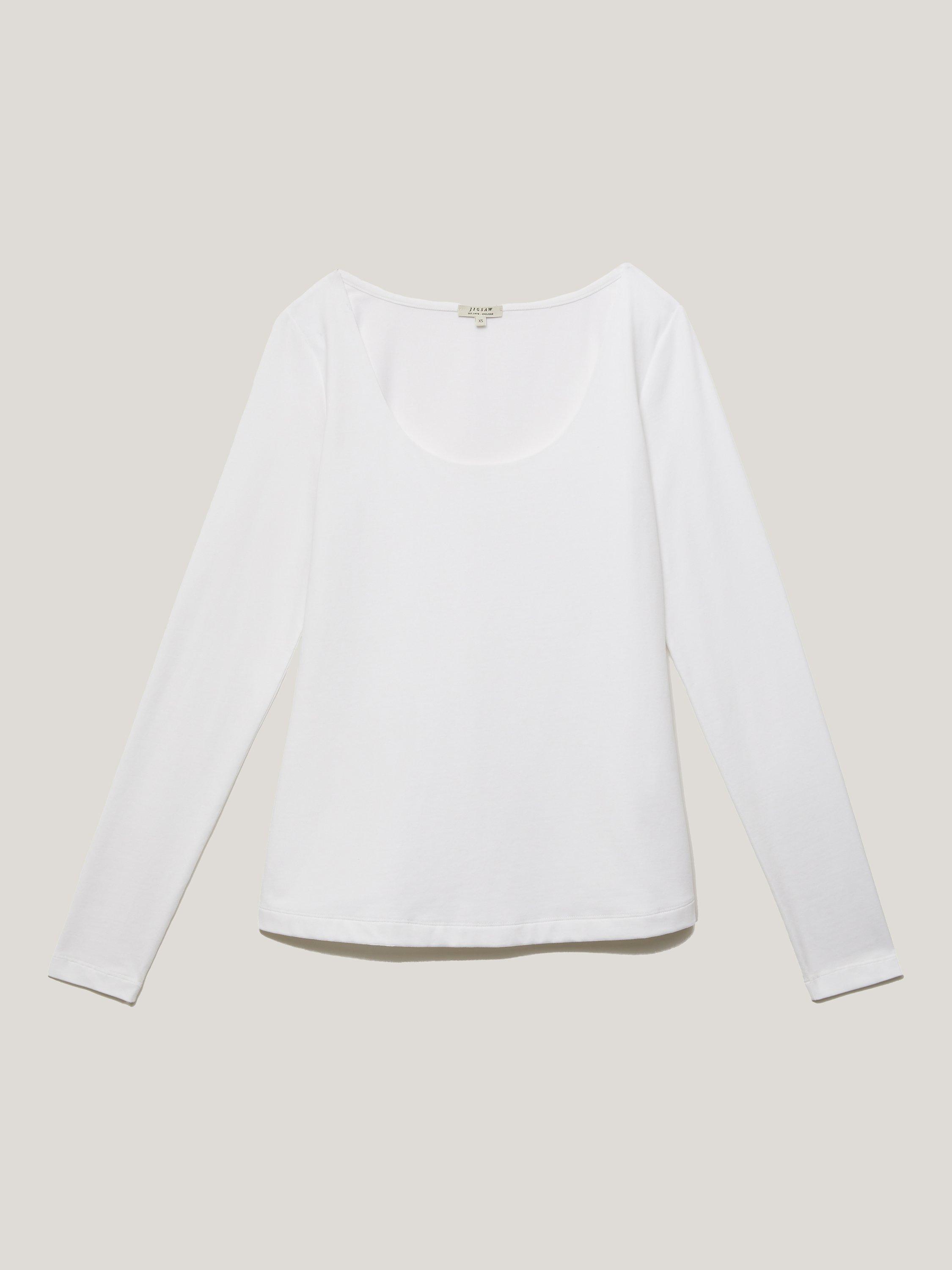 Product image 5 of 7, which shows Jigsaw Double Front Ballet Neck Tee, White, L