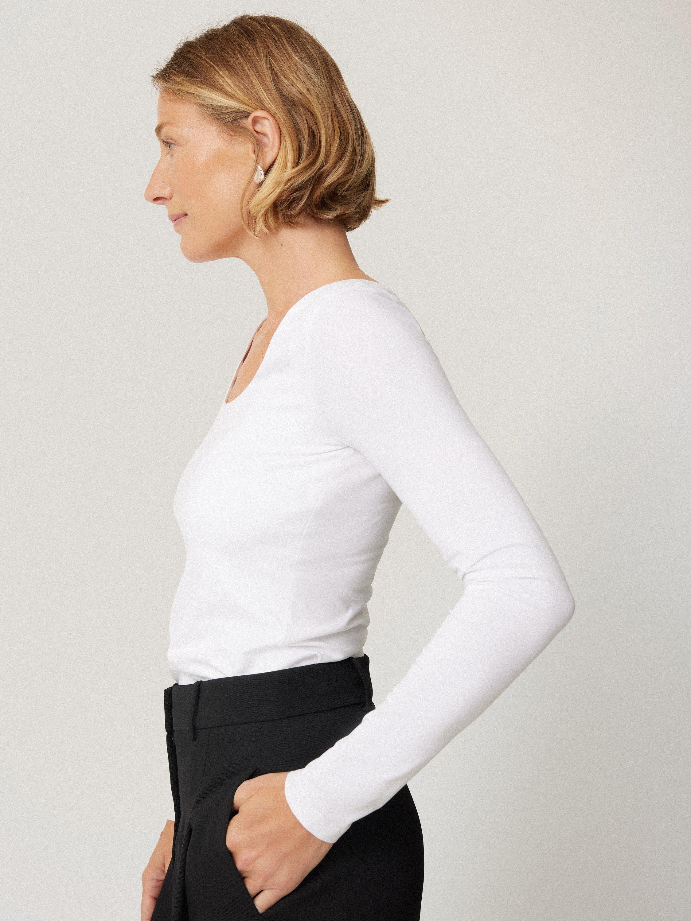 Product image 7 of 7, which shows Jigsaw Double Front Ballet Neck Tee, White, L