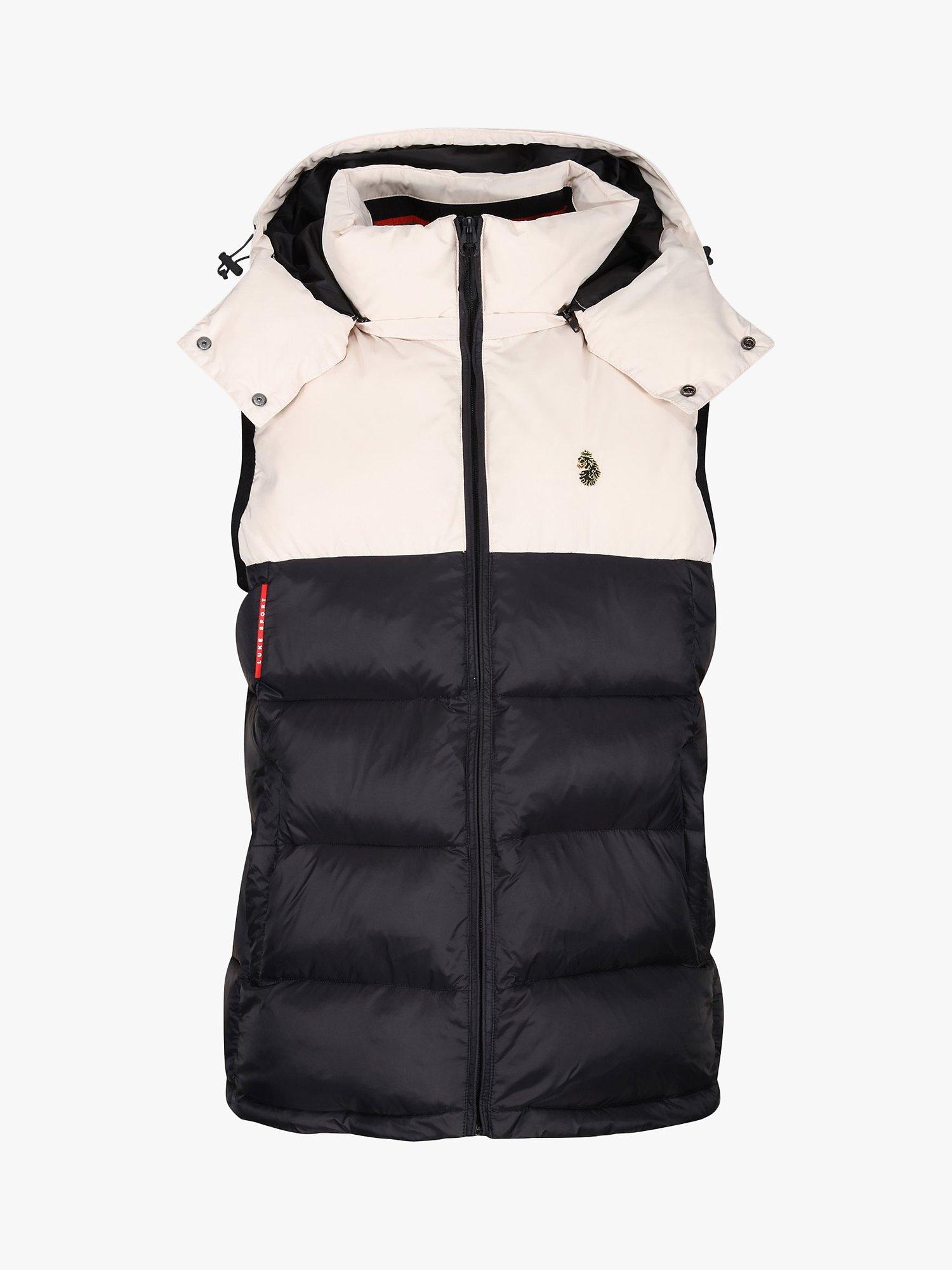 LUKE 1977 Sumner Stories Quilted Gilet, Jet Black/Ecru