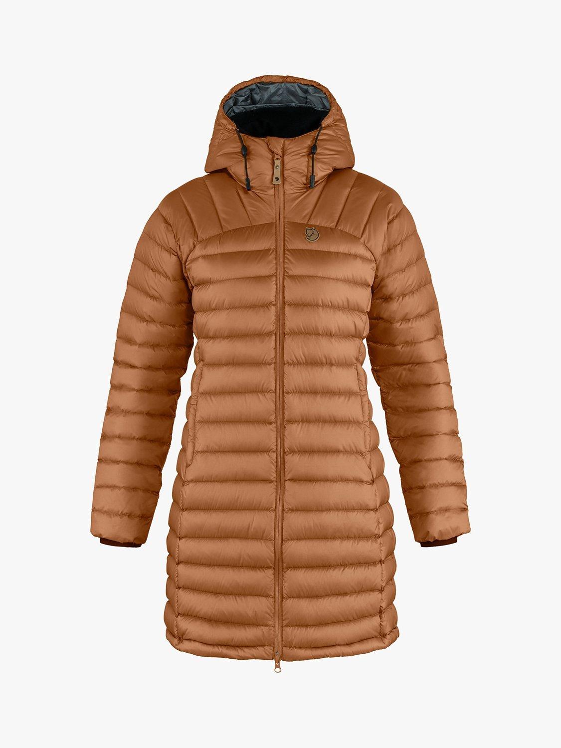 Fjällräven Snowflake Hooded Long Parka Jacket, Desert Brown, XS