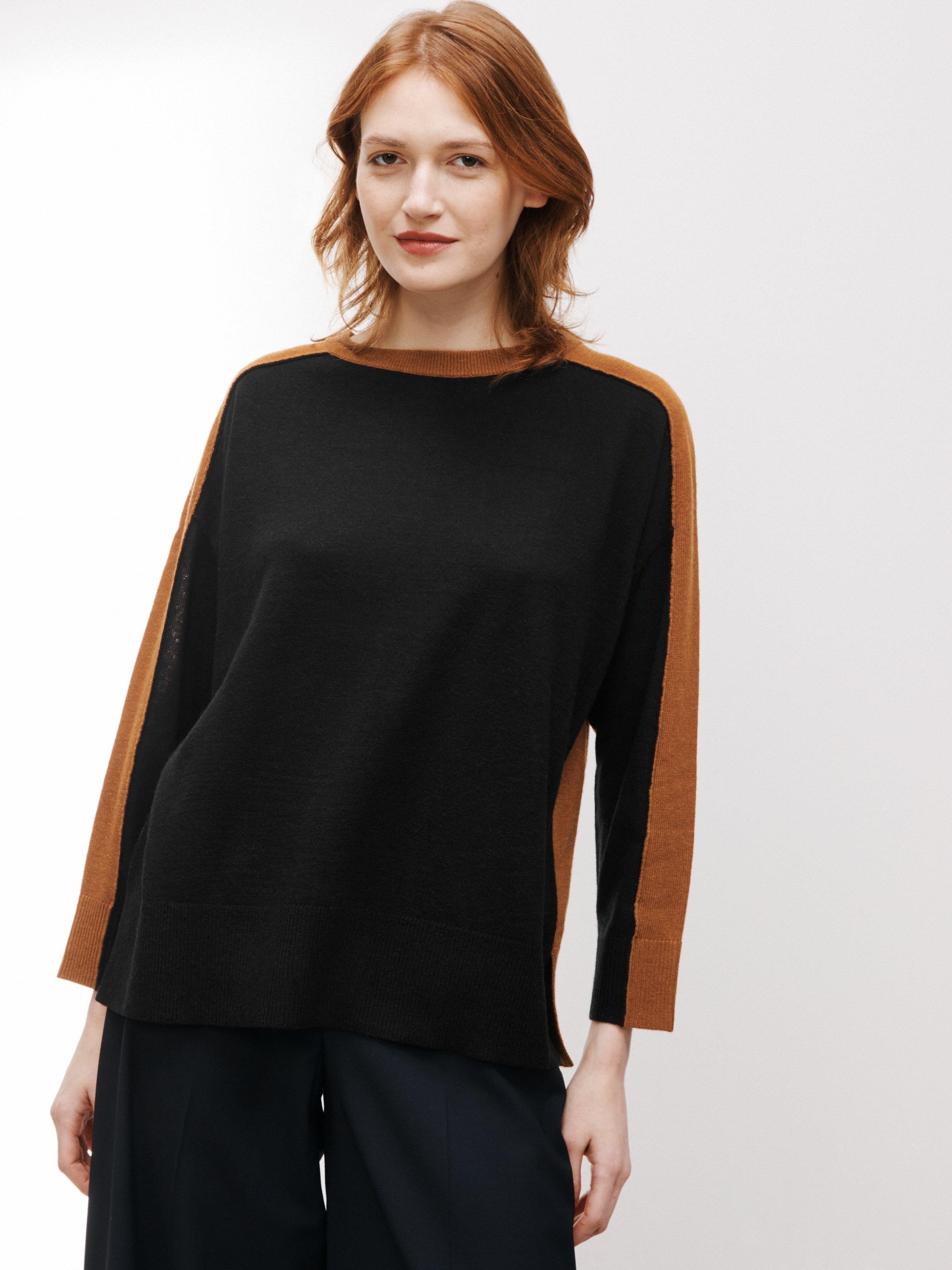 Kin Colour Block Sleeve Jumper, Black/Almond