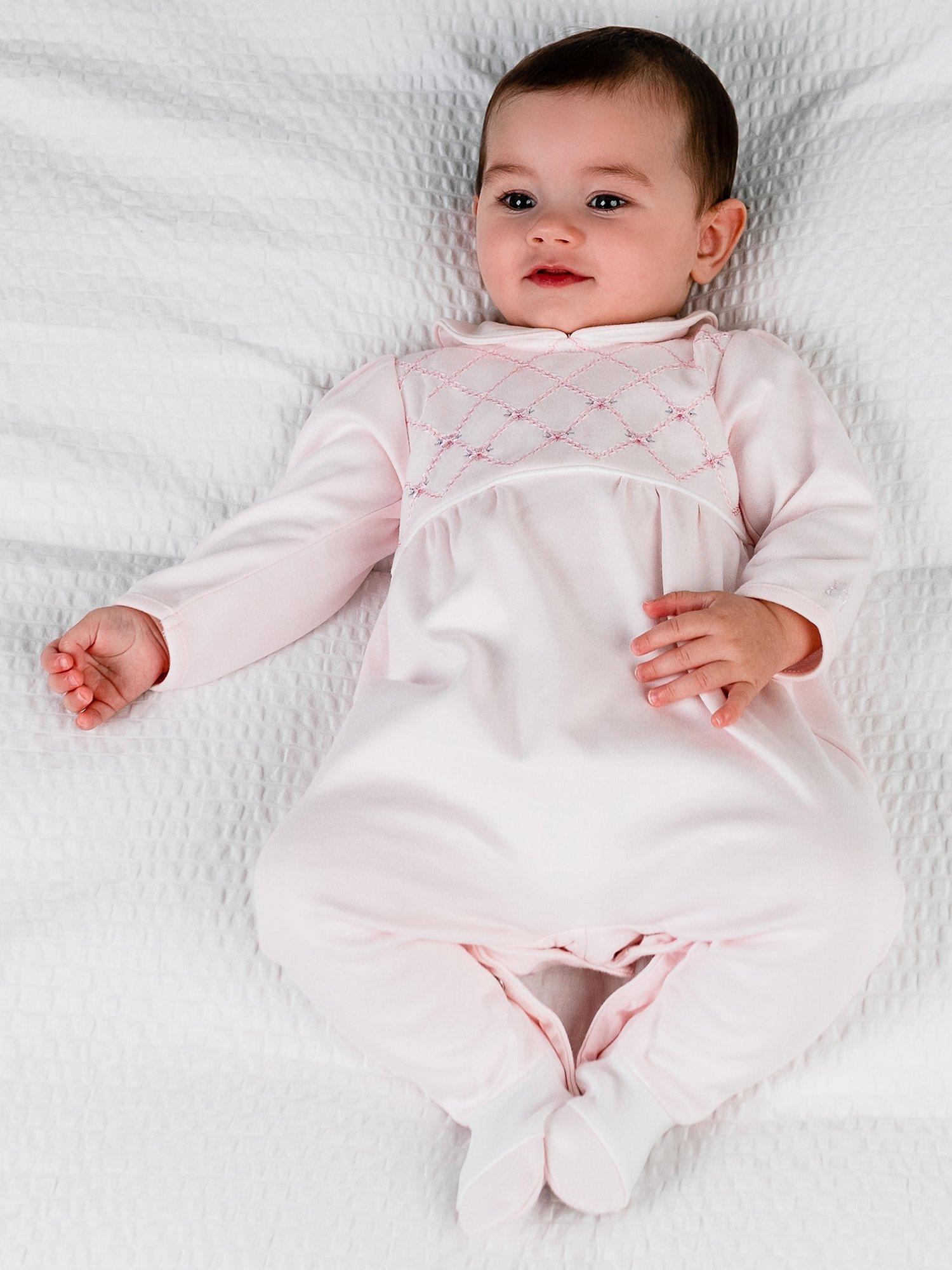 Emile et Rose Baby Dusty Embroidered Yolk All-in-One, Light Pink