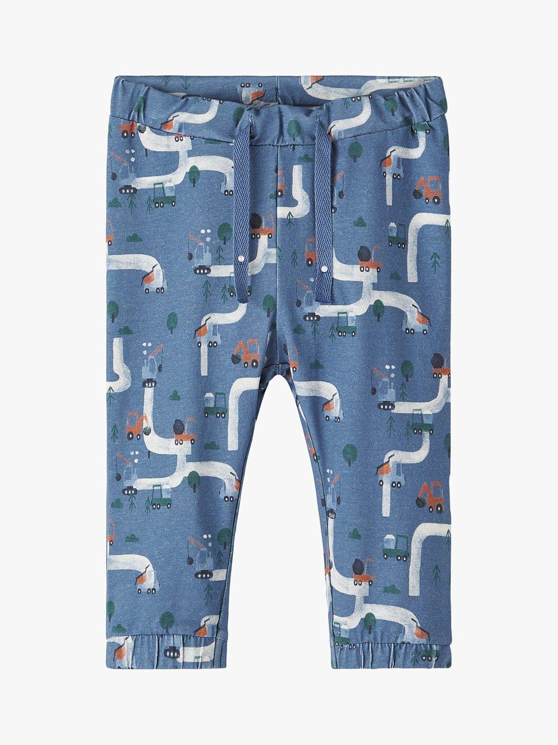 NAME IT Baby Organic Cotton Truck Trousers, Bijou Blue
