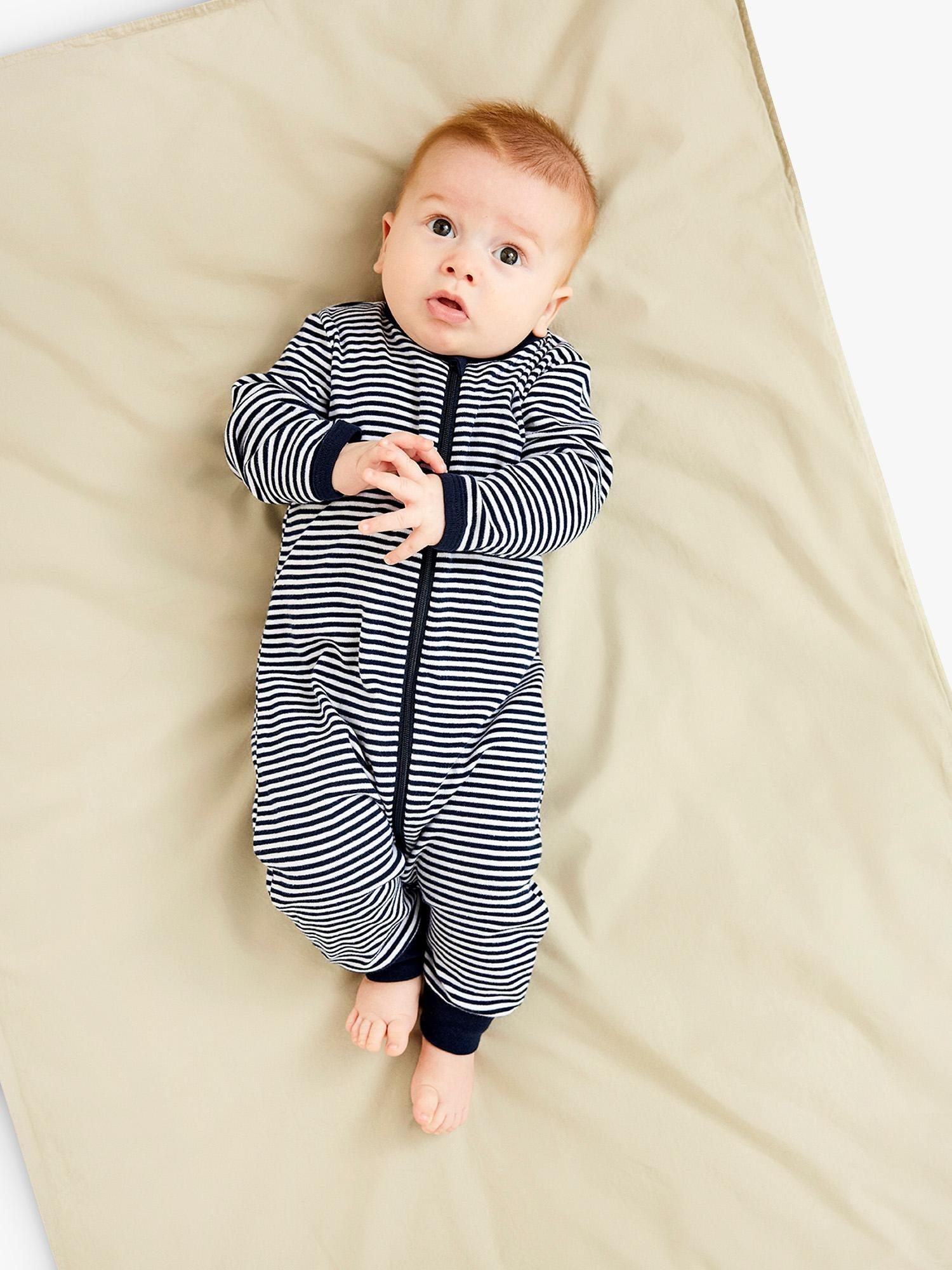 NAME IT Elephant & Stripe Organic Cotton Sleepsuits, Pack of 2, Dark Sapphire