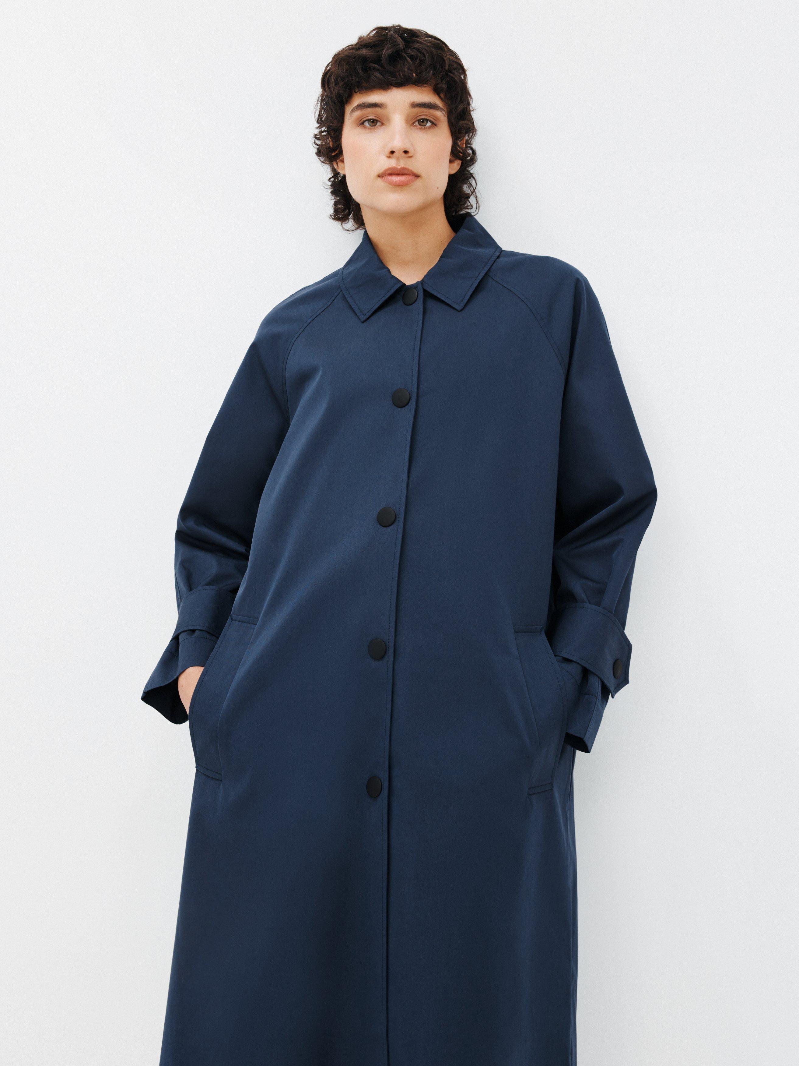 Kin Plain Button Through Overcoat, Mood Indigo