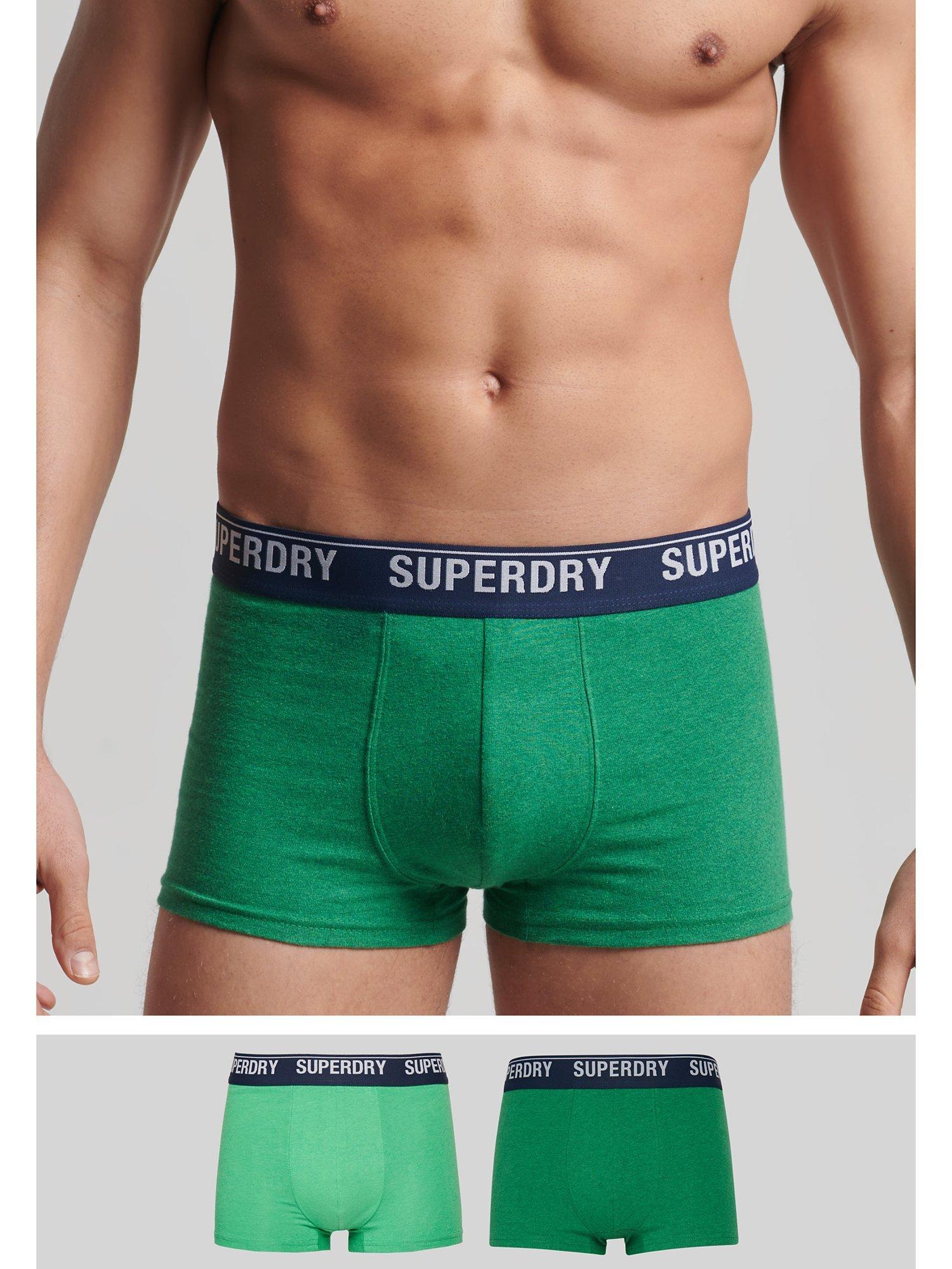 Superdry Organic Cotton Blend Trunk Double Pack, Oregon/Bright Green