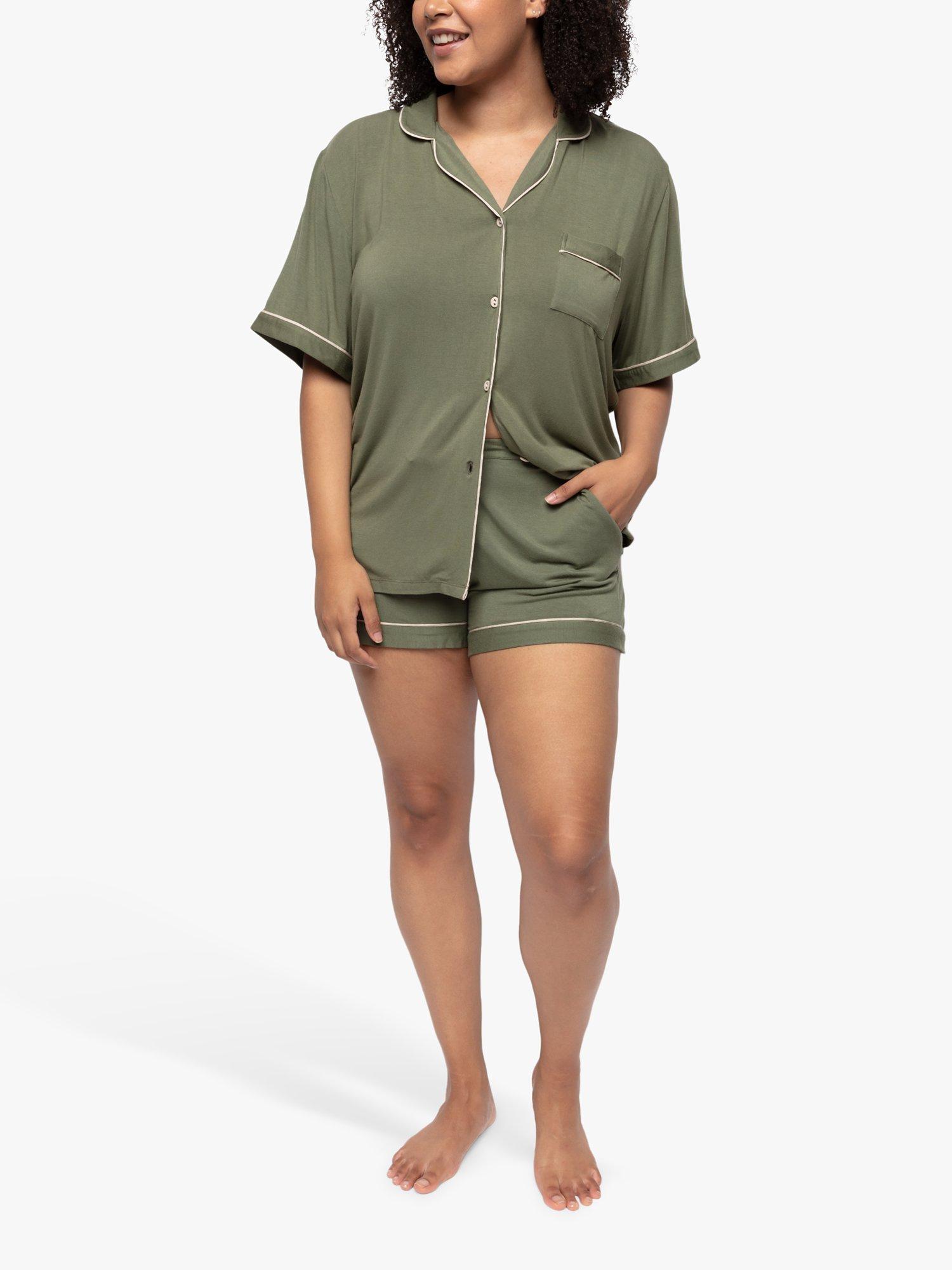Cyberjammies Savannah Jersey Shorts Pyjama Set, Olive