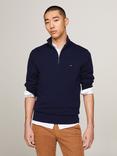 Tommy Hilfiger Pima Cotton Cashmere Blend Zip Neck Jumper, Desert Sky