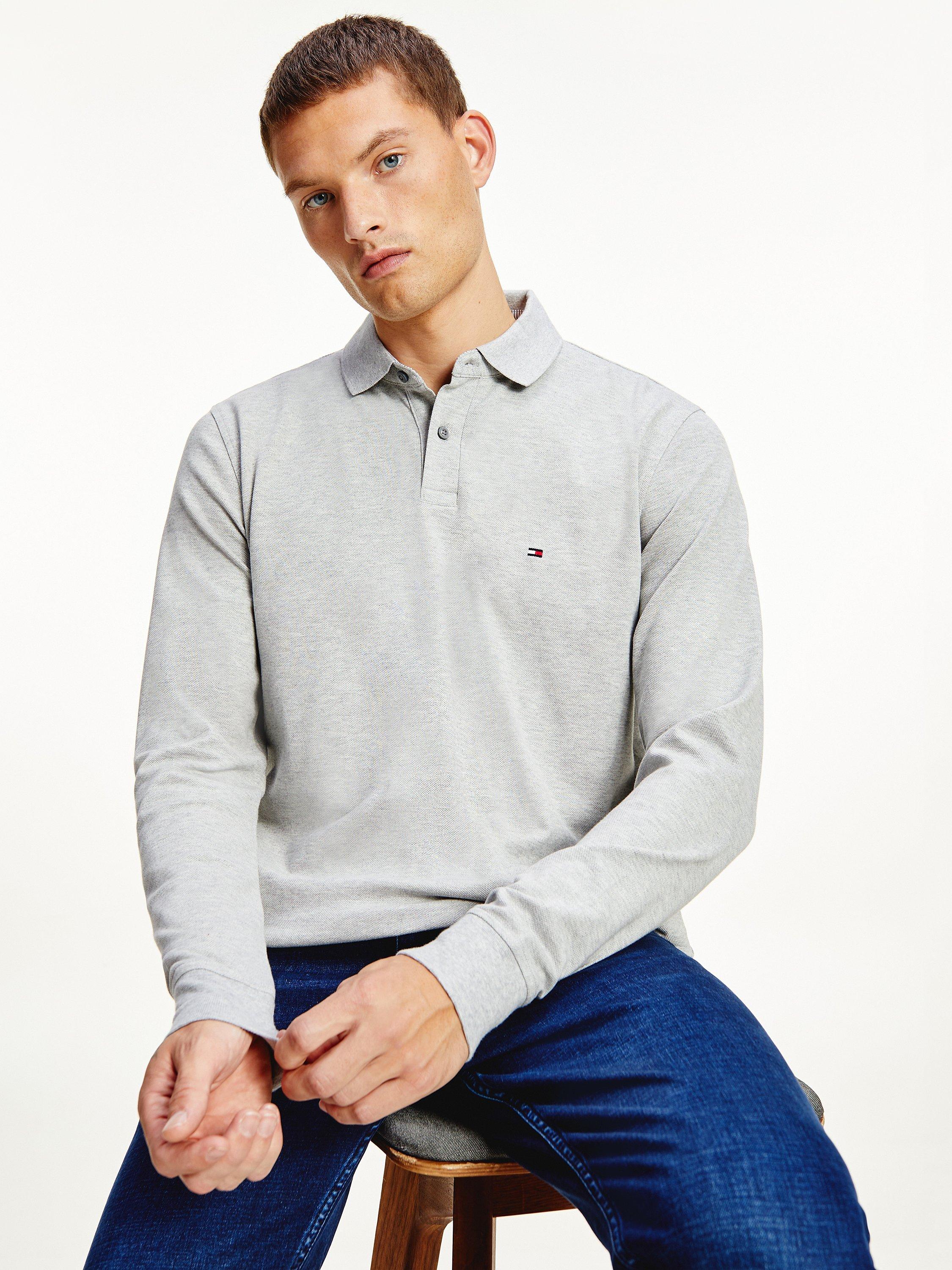 Tommy Hilfiger1985 Long Sleeve Polo Shirt, Medium Grey Heather, XL