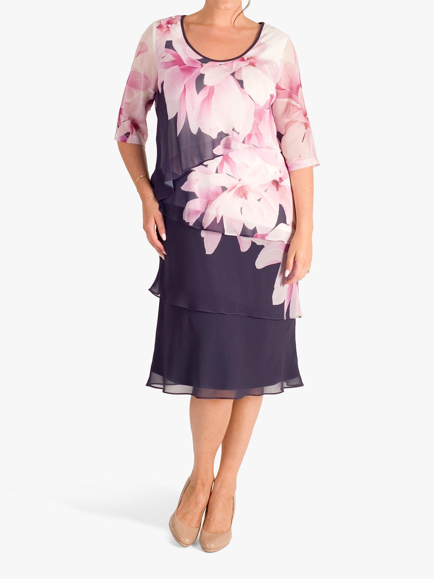 chesca Garland Layered Floral Dress Violetta Pink