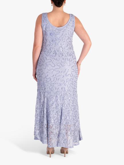 chesca Lace & Cornelli Tapework Dress, Lilac - view 2, Lilac