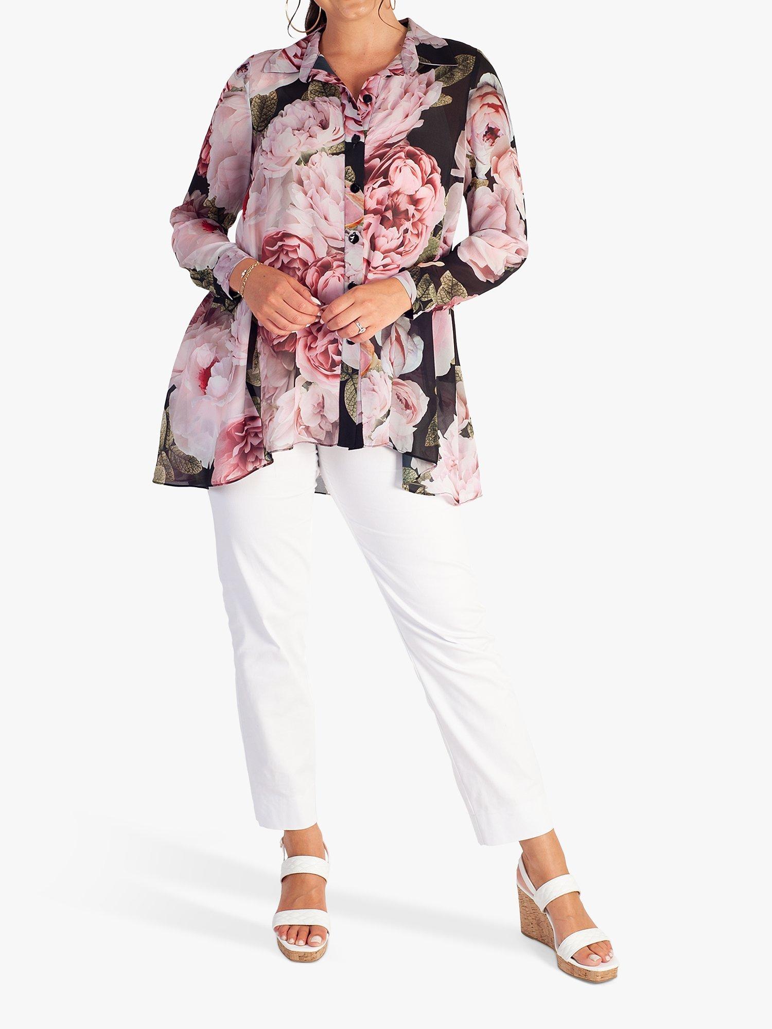 Product image 3 of 6, which shows chesca Autumn Rose Blouse, Black/Pink, 12-14