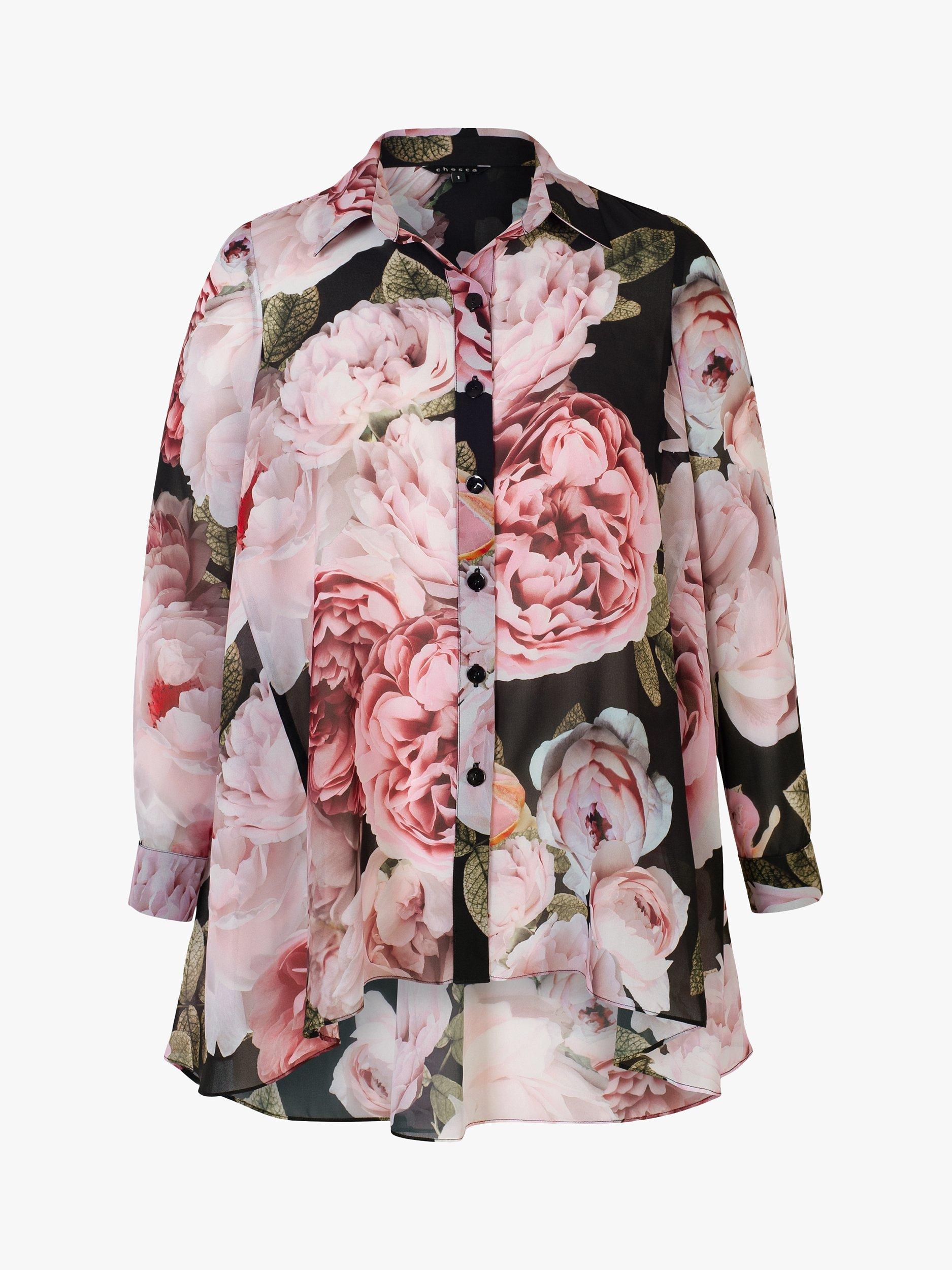 Product image 5 of 6, which shows chesca Autumn Rose Blouse, Black/Pink, 12-14