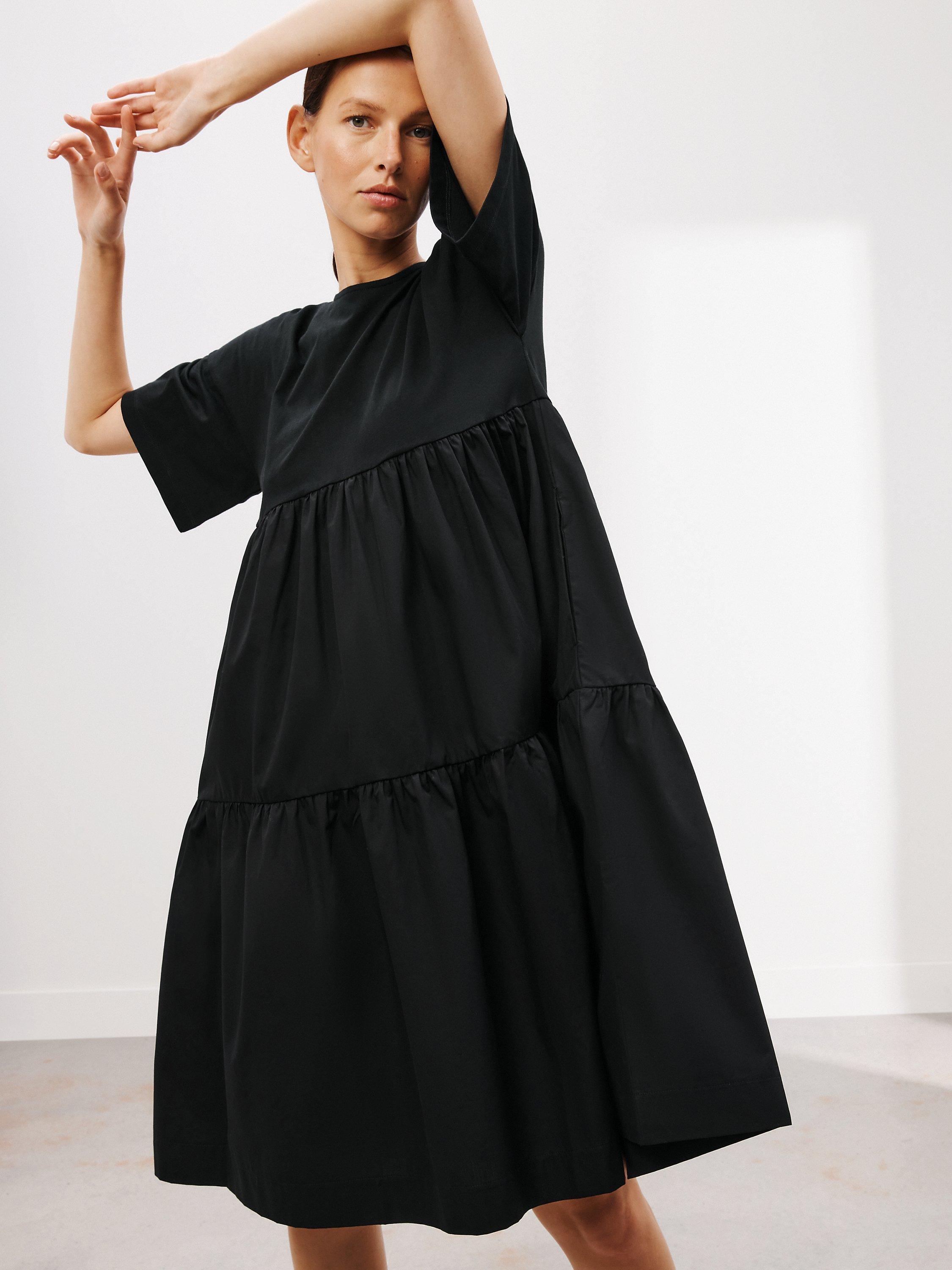 Kin Plain Jersey Tiered Dress, Black