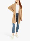 Yumi Longline Open Front Cardigan, Camel