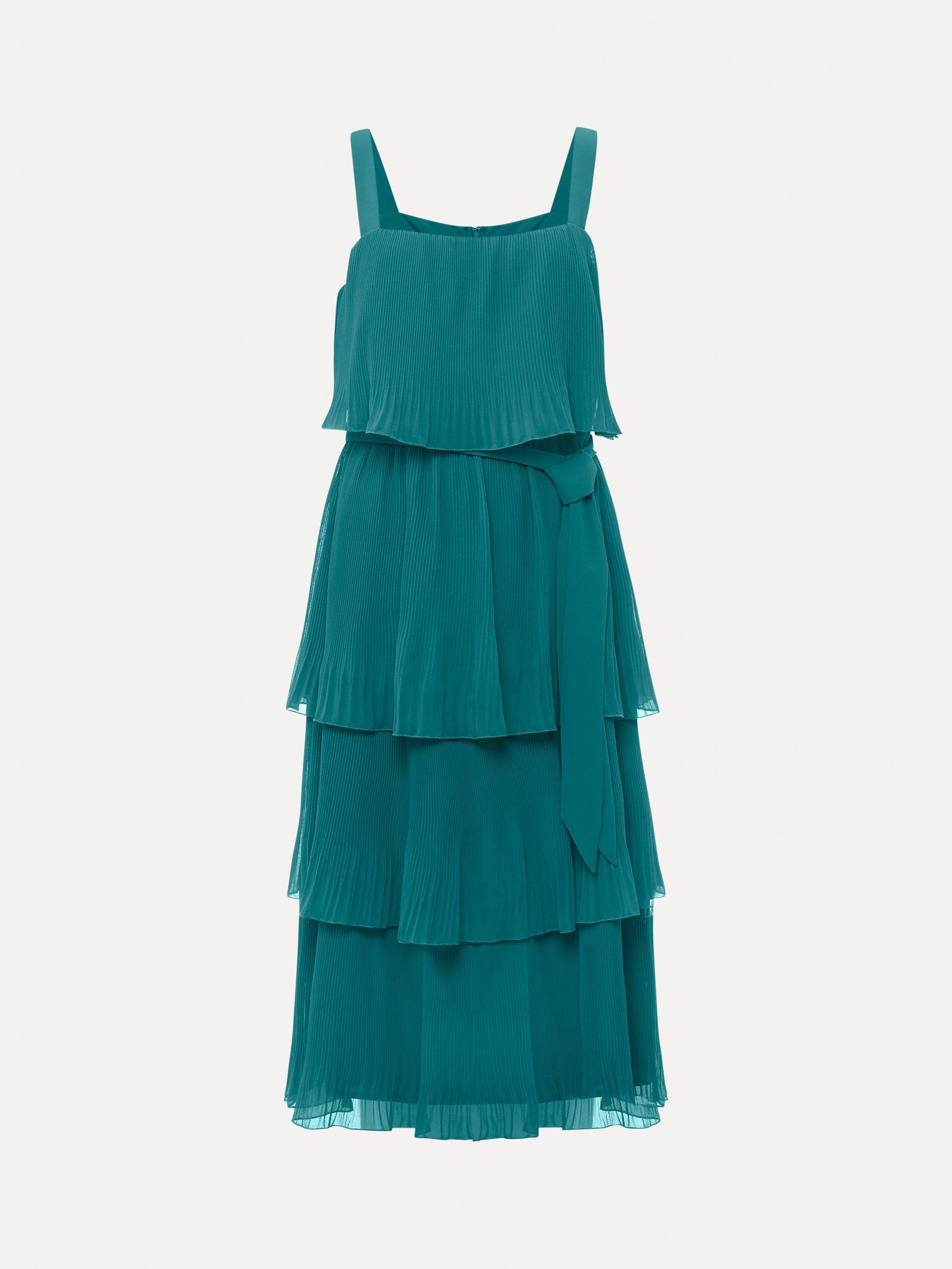 Phase Eight Arria Tiered Midi Dress, Malachite, 10