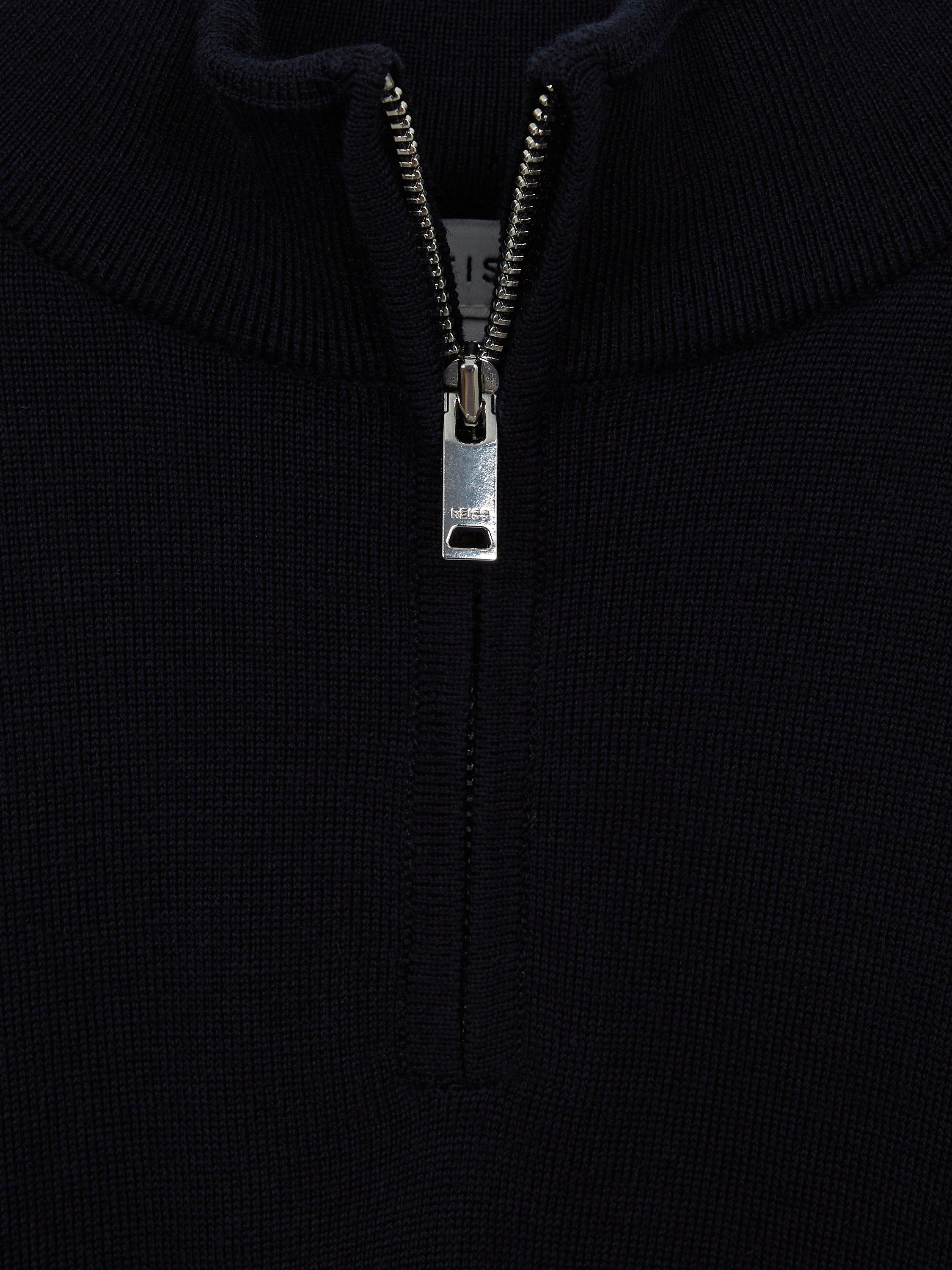 Product image 2 of 6, which shows Reiss Kids' Blackhall Half Zip Merino Wool Jumper, Navy, 3-4 years