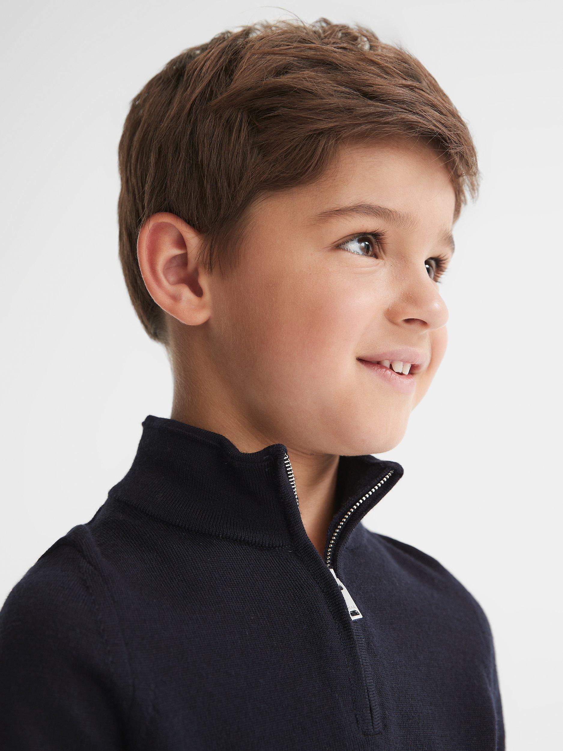 Product image 5 of 6, which shows Reiss Kids' Blackhall Half Zip Merino Wool Jumper, Navy, 3-4 years