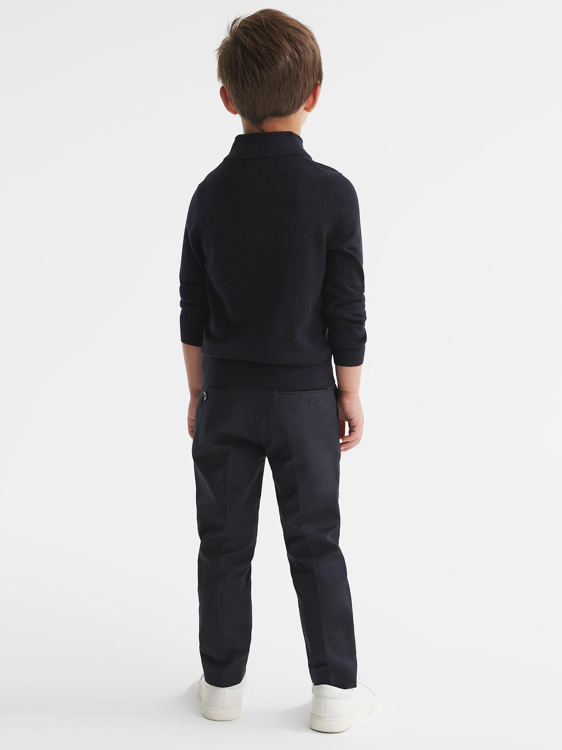Product image 6 of 6, which shows Reiss Kids' Blackhall Half Zip Merino Wool Jumper, Navy, 3-4 years