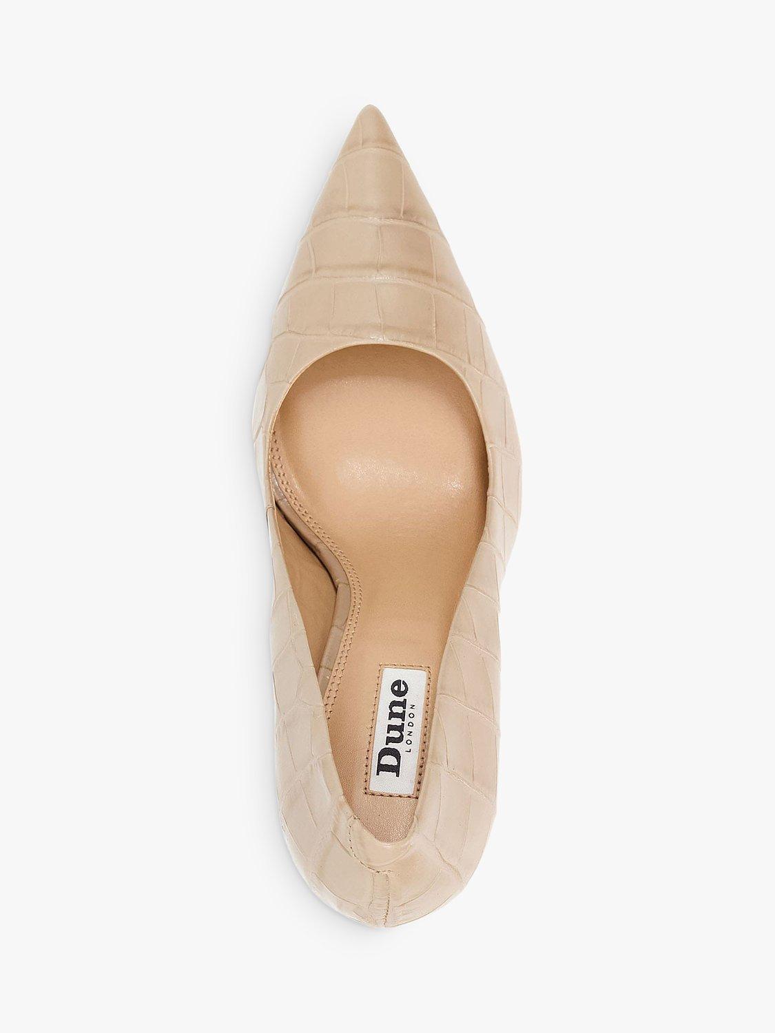 Dune Bento Leather Stiletto Heel Court Shoes, Taupe, 5