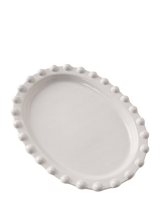 Truly Lifestyle Pom-Pom Stoneware Oval Serving Platter, 40cm, Pale Grey
