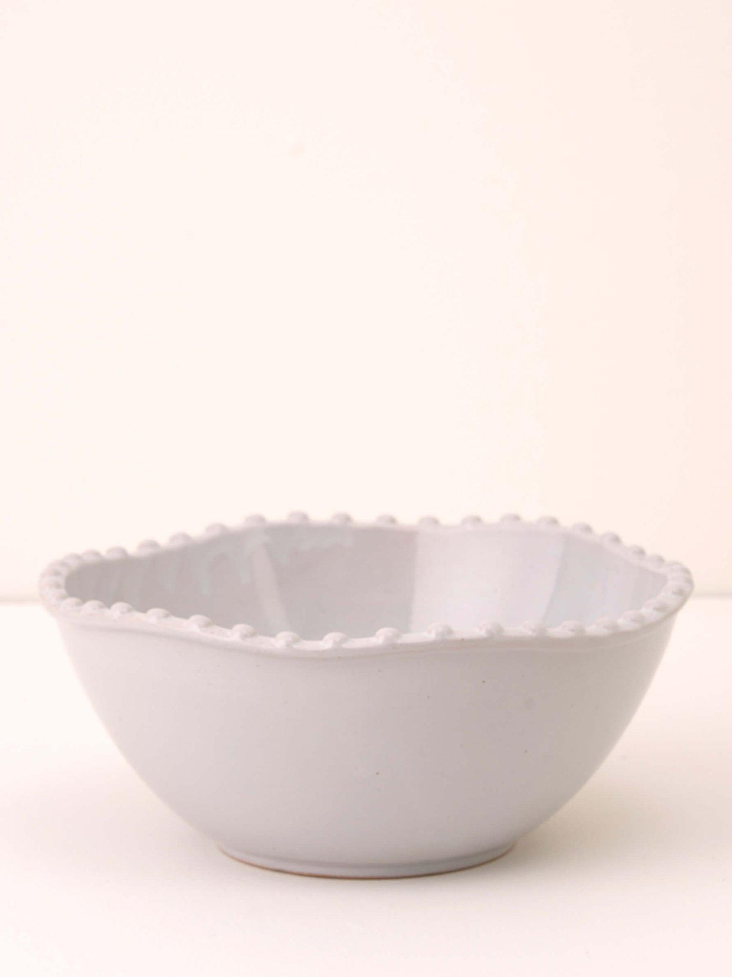 Truly Pom Pom Stoneware Serving Bowl Pale Grey