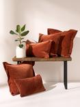 Truly Flanged Velvet Lombard Cushion, Orange