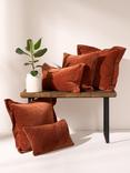 Truly Flanged Square Velvet Cushion, Orange