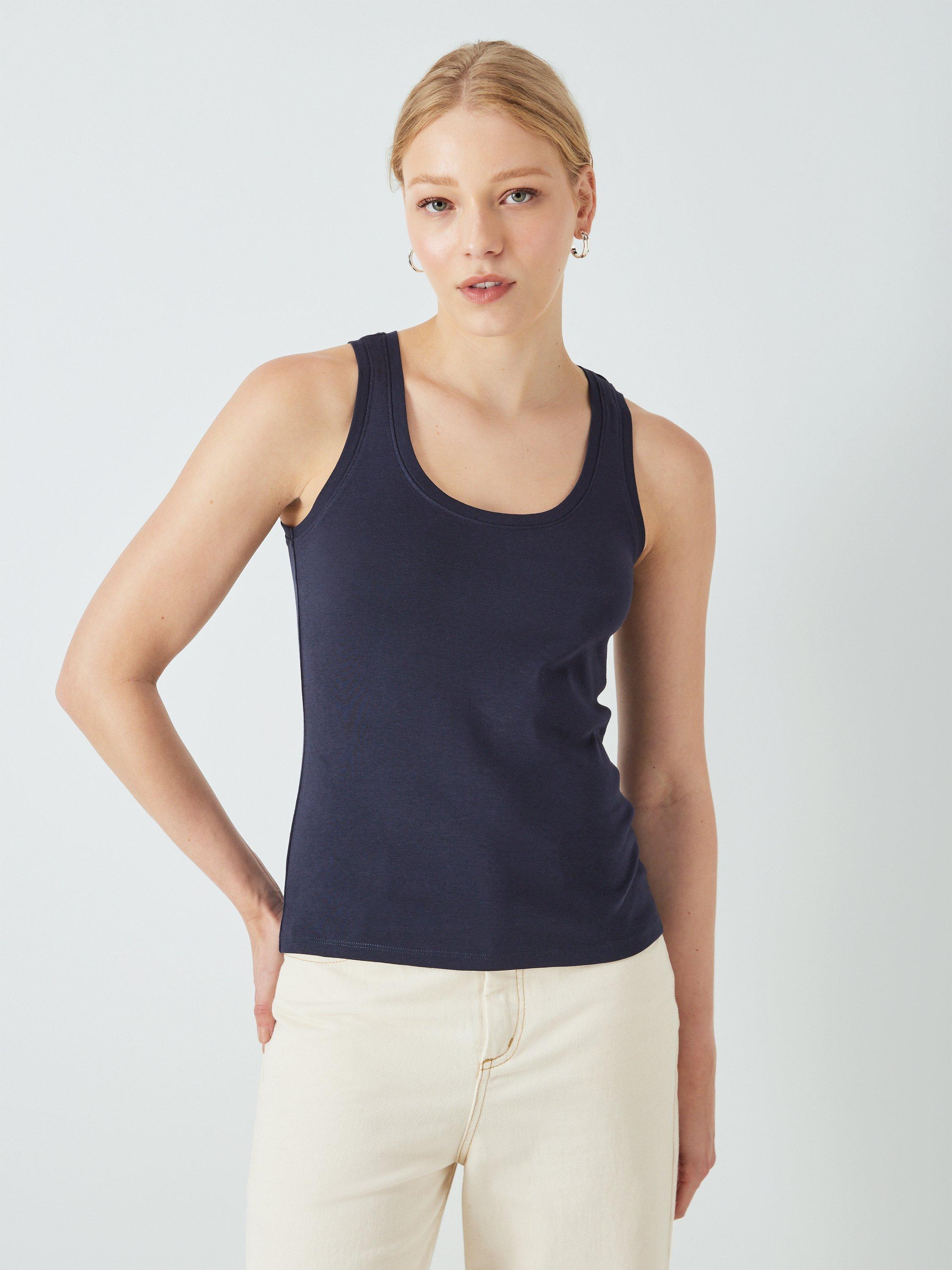 John Lewis Organic Cotton Jersey Tank Top, Navy