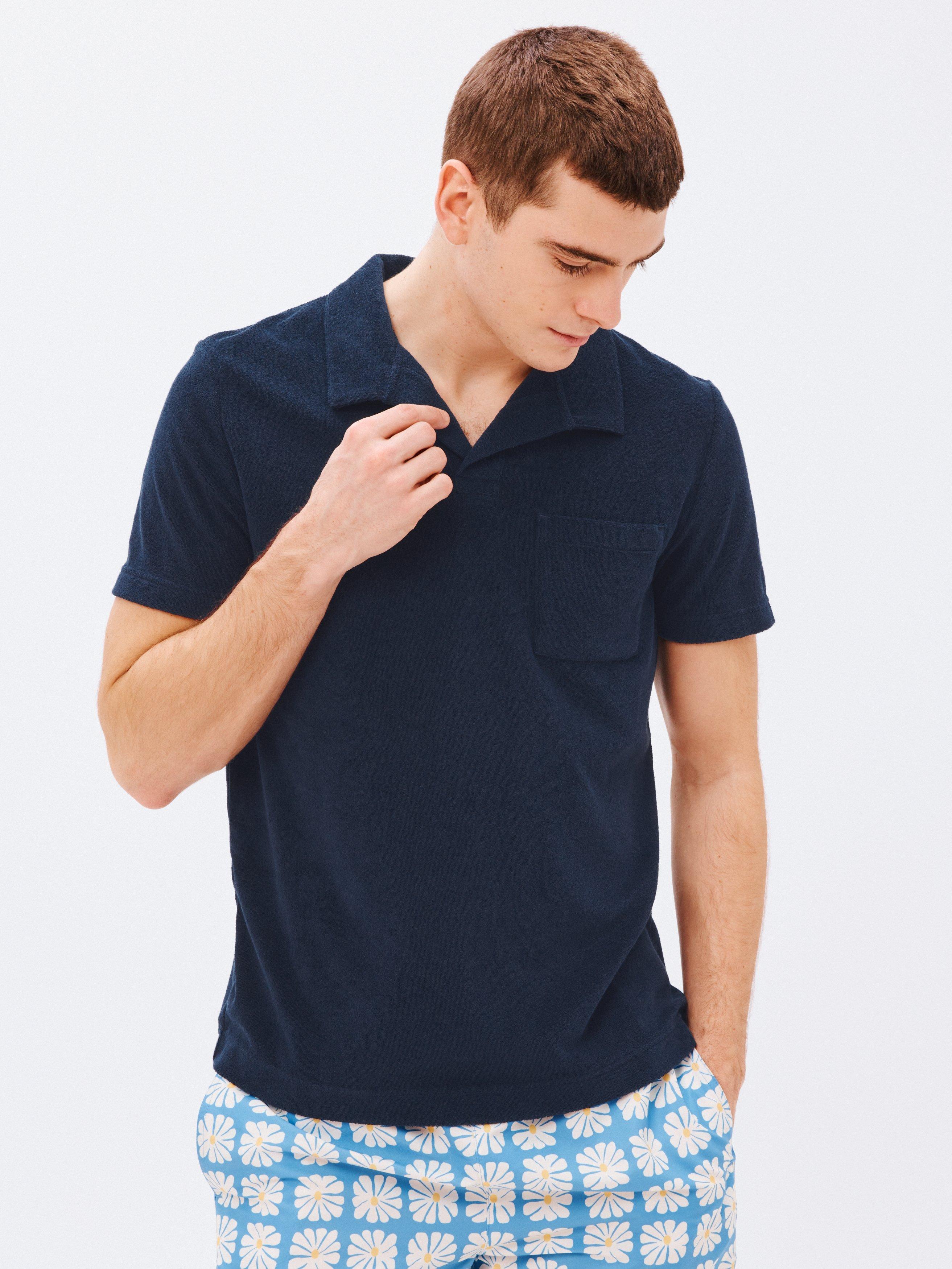 John Lewis ANYDAY Riviera Collar Towelling Polo Shirt, Navy