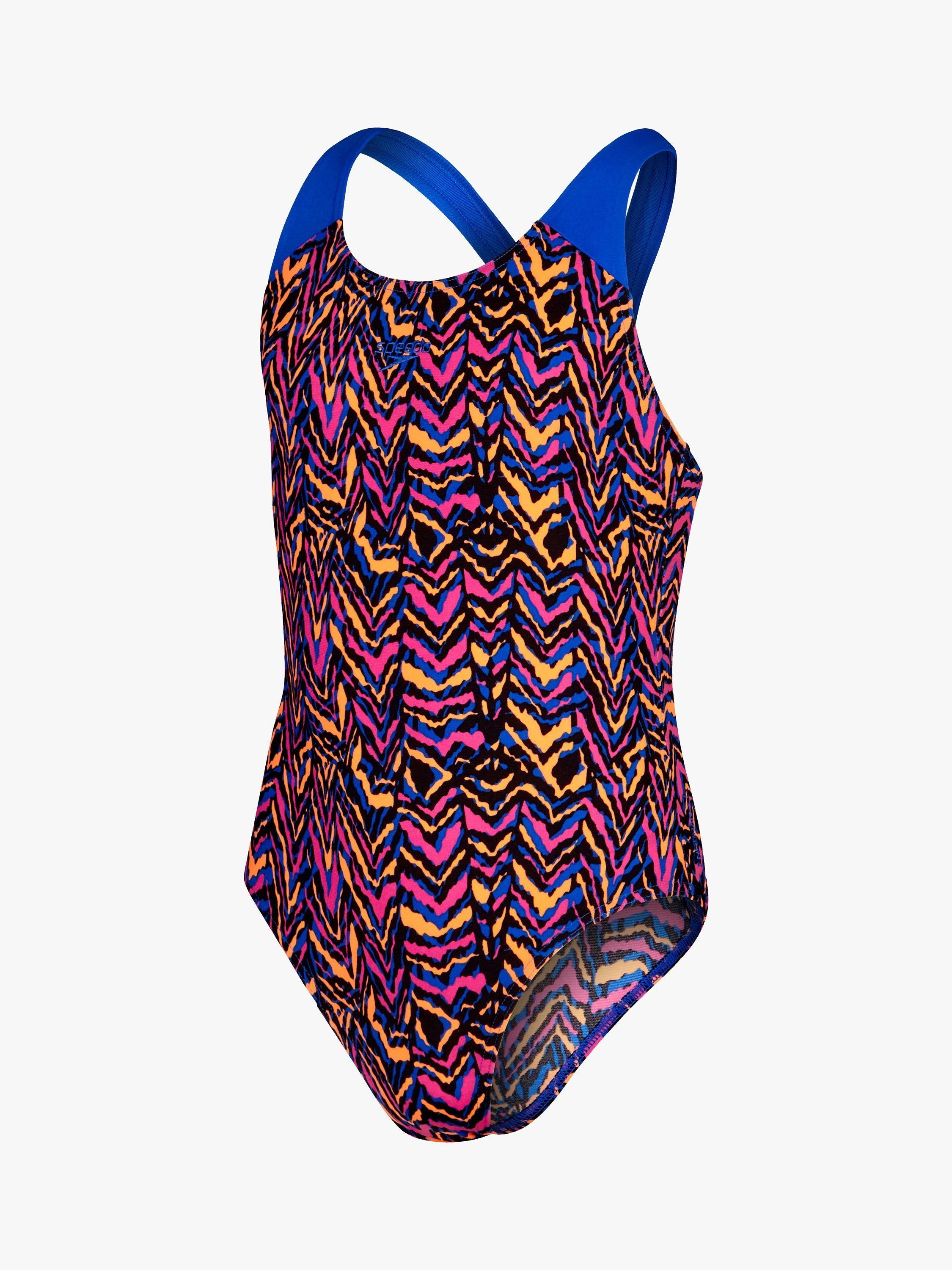 Speedo Kids' AOP Splashback Abstract Swimsuit, Pink
