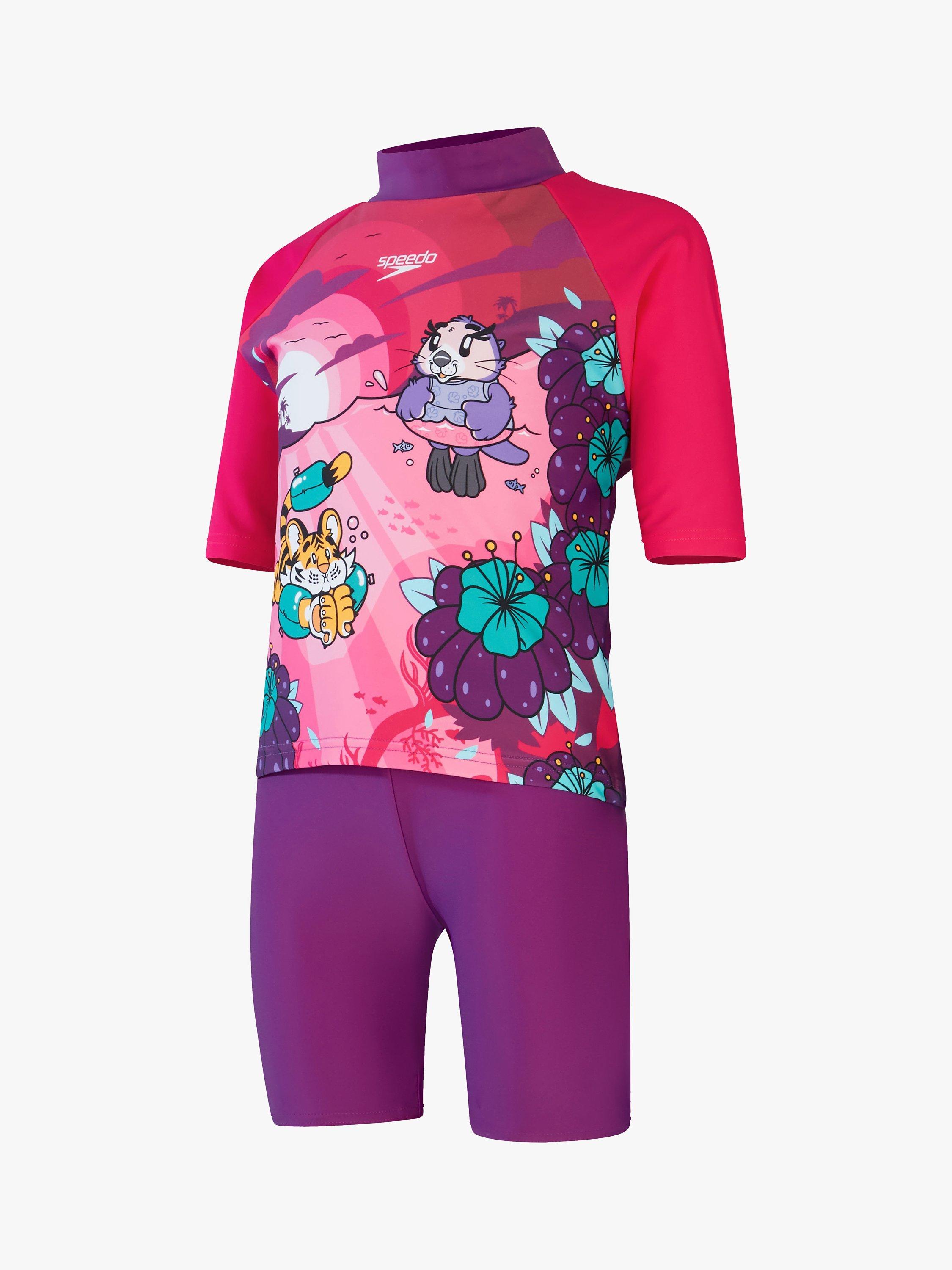 Speedo Kids' Sun Top & Shorts Set, Sangria/Cherry
