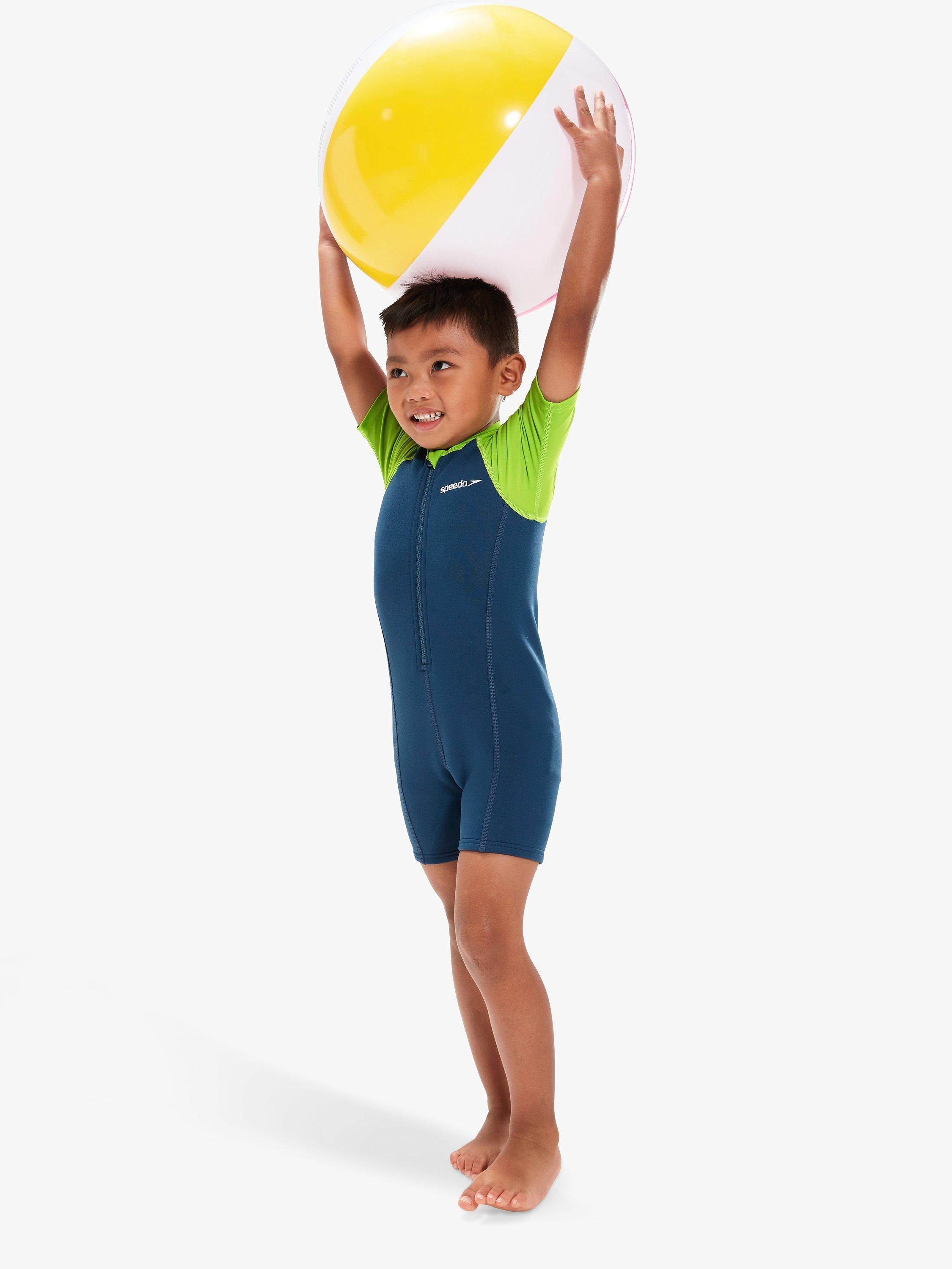 Product image 5 of 5, which shows Speedo Kids Shortie Wetsuit, Blue/Green, 3 years