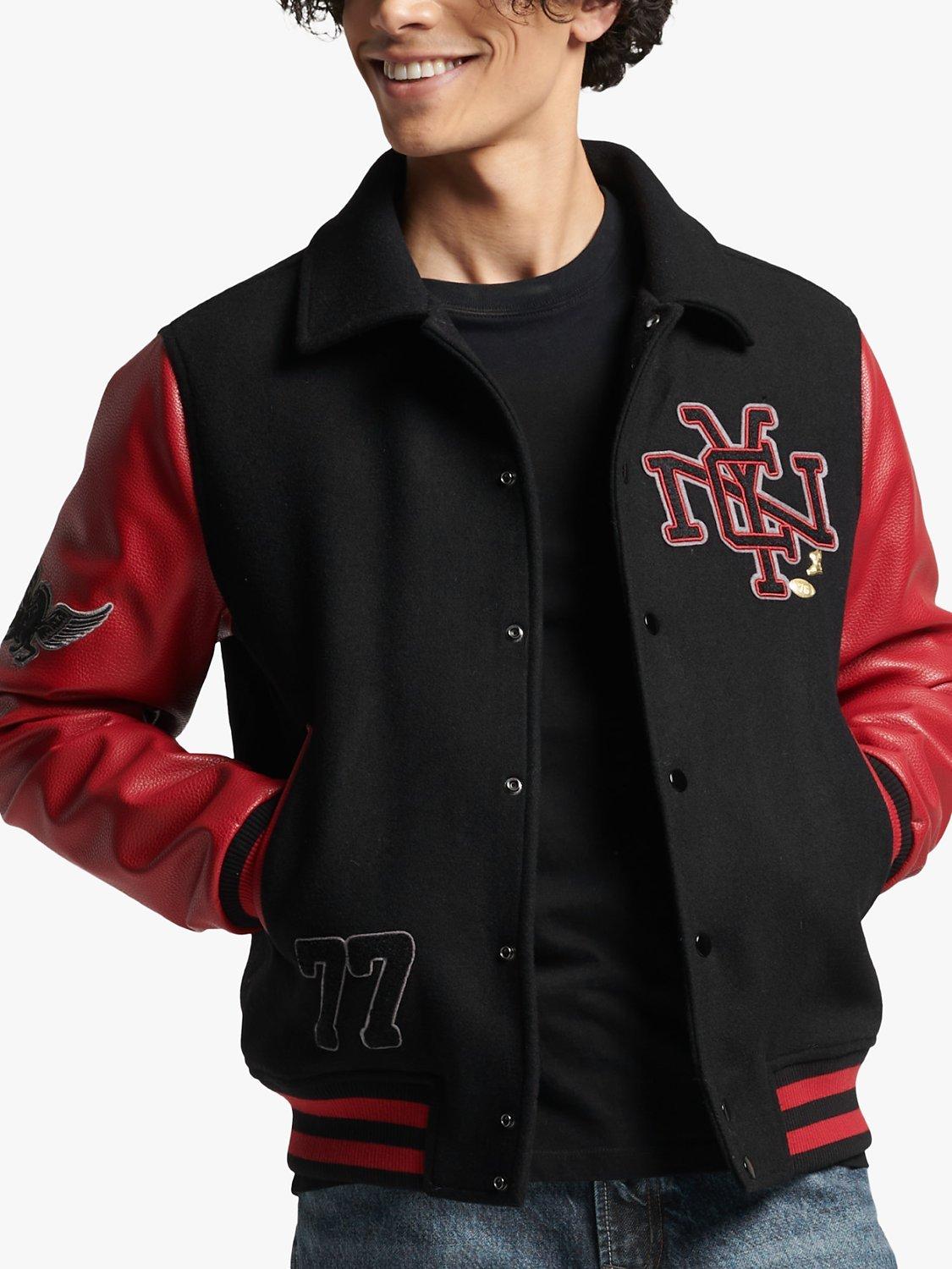 Superdry Mixed Varsity Bomber Jacket, Black