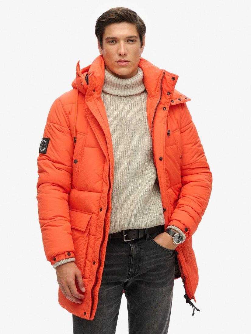 Superdry Expedition Padded Parka Coat, Bold Orange