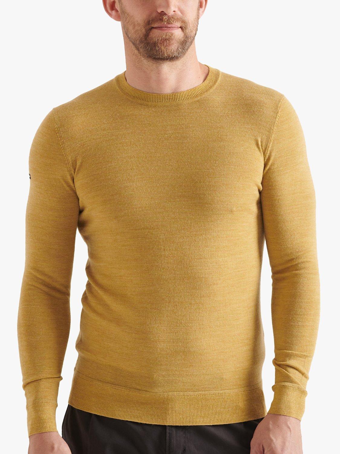 Product image 1 of 7, which shows Superdry Merino Wool Lightweight Crew Jumper, Dark Chartreuse Marl, S